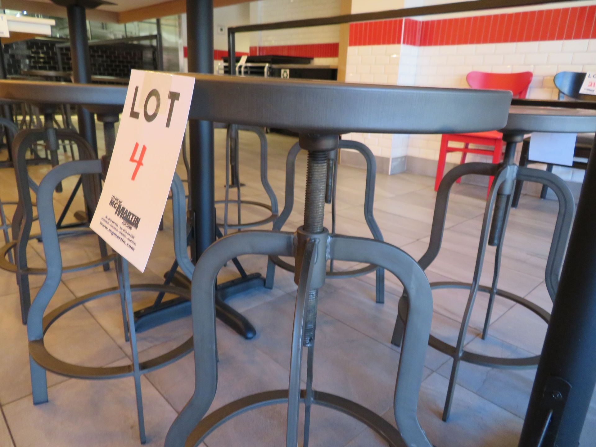 Adjustable metal bar stools (like new) - Image 2 of 2