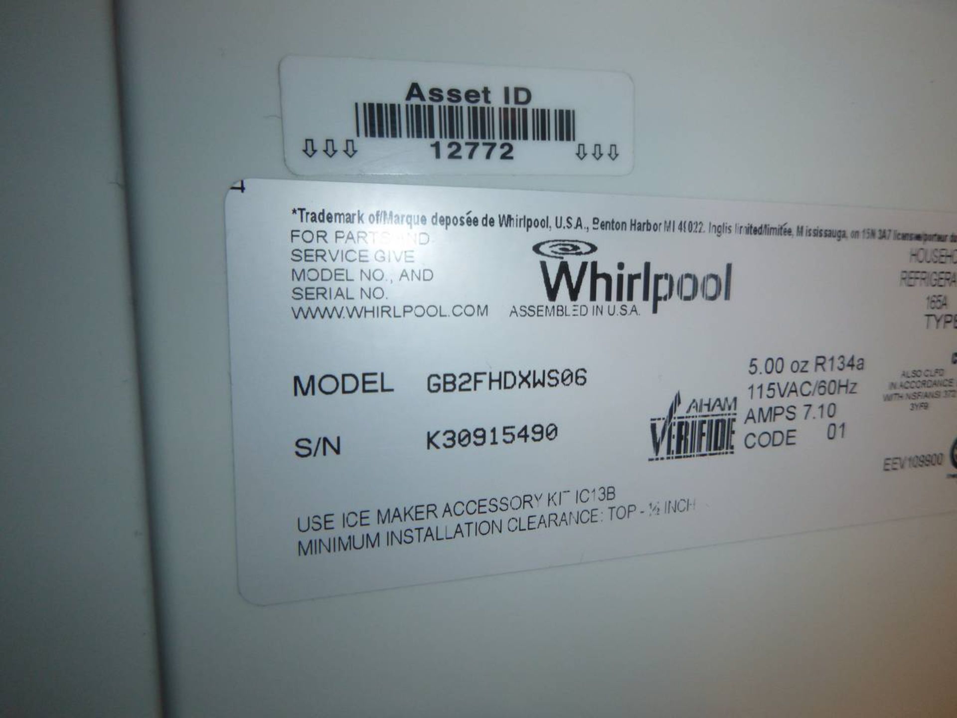 Whirlpool GB2FHDXWS06 Refrigerator - Image 3 of 3