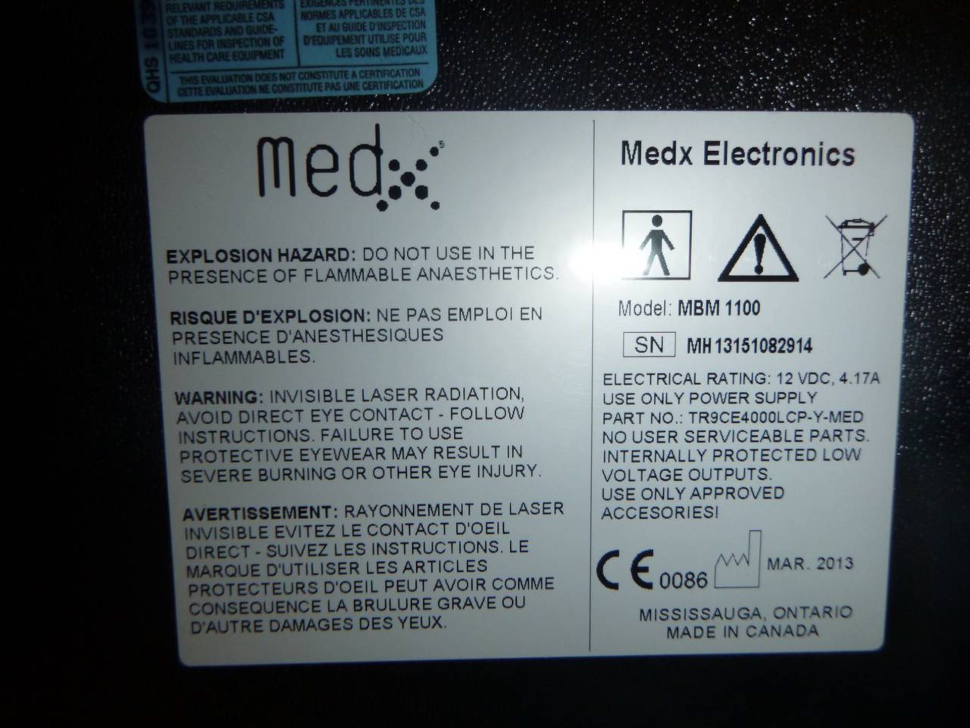 MedX MBM1100 Phototherapy system - Image 3 of 3