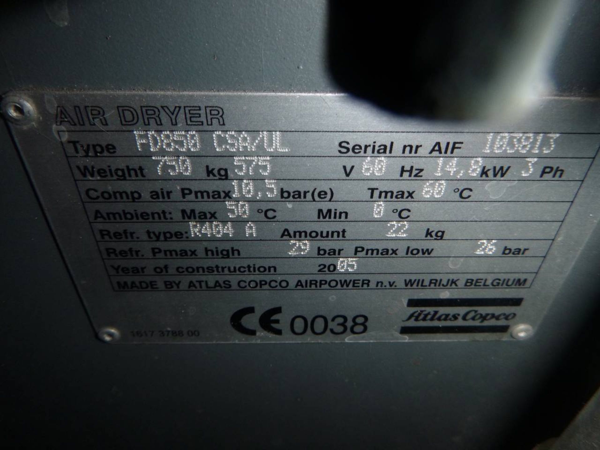 2005 Atlas Copco FD850 CSA/UL Air dryer - Image 2 of 2