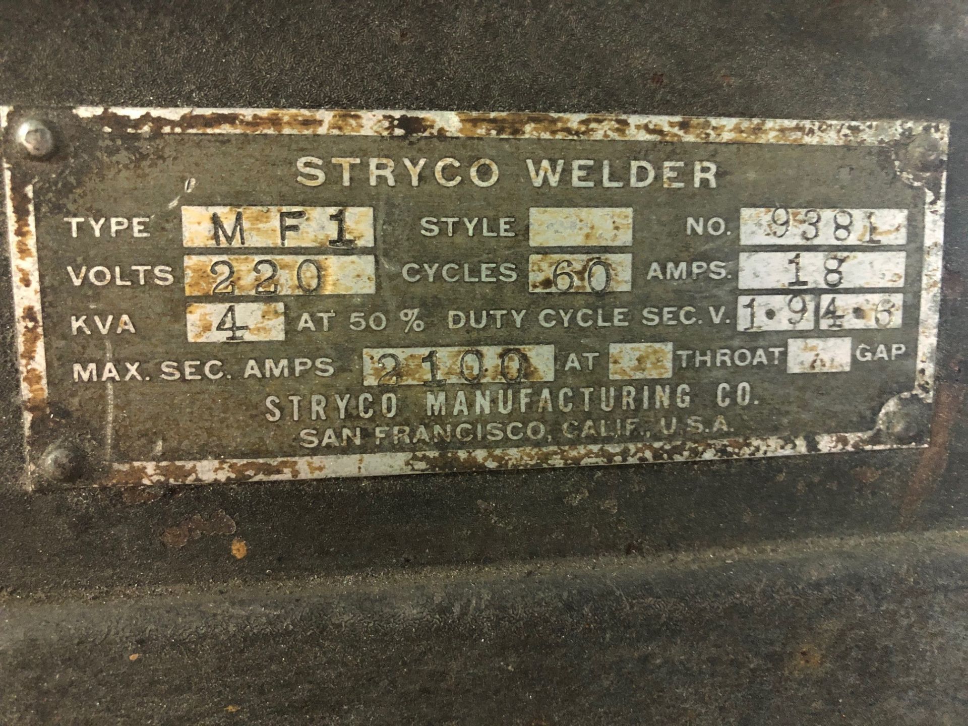 Stryco, Model MF1, Bandsaw blade welder - Image 3 of 3