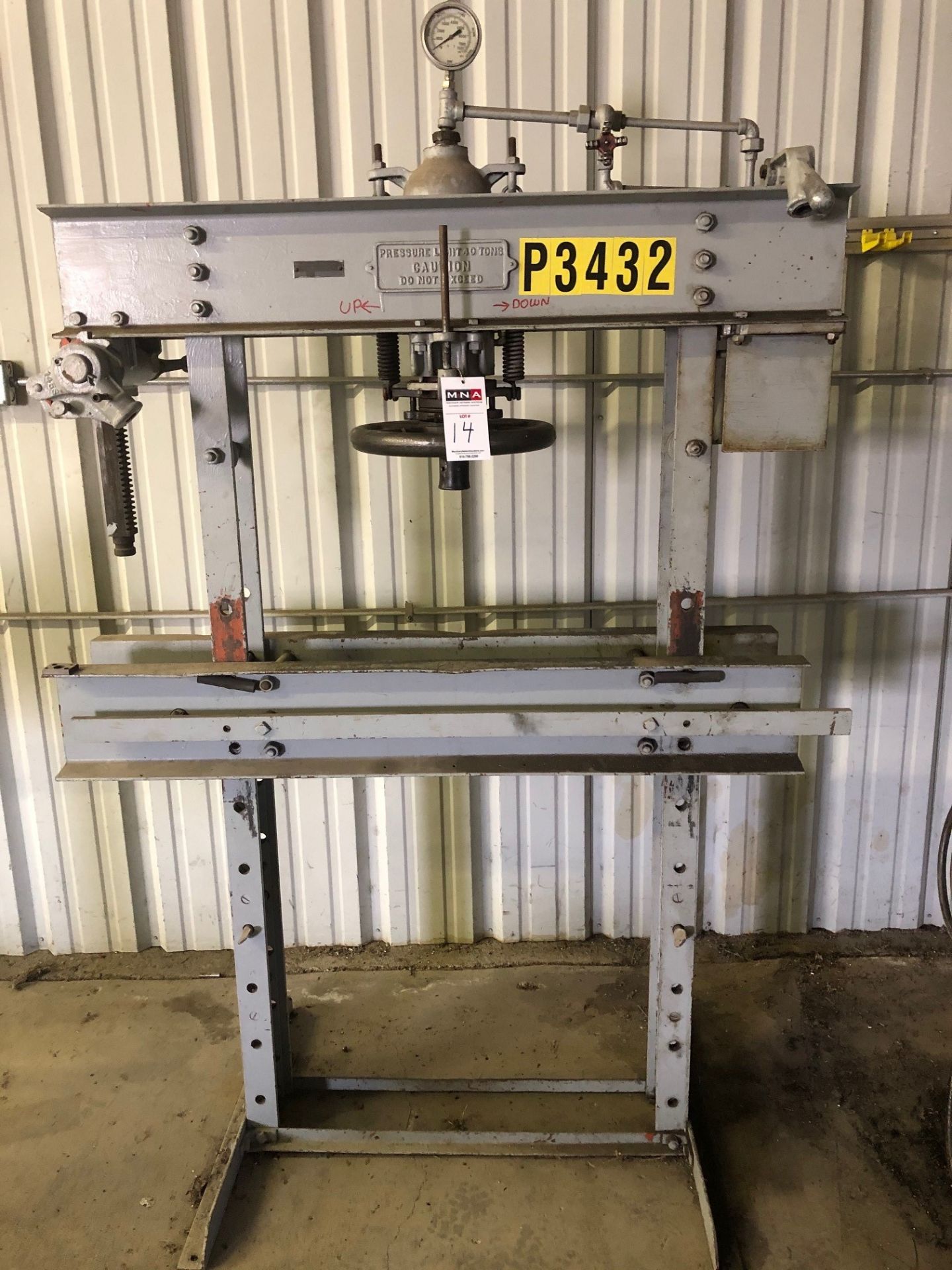 Manley Model 1046 40-Ton H-Frame Press, S/N 411, 30" Distance Between Posts