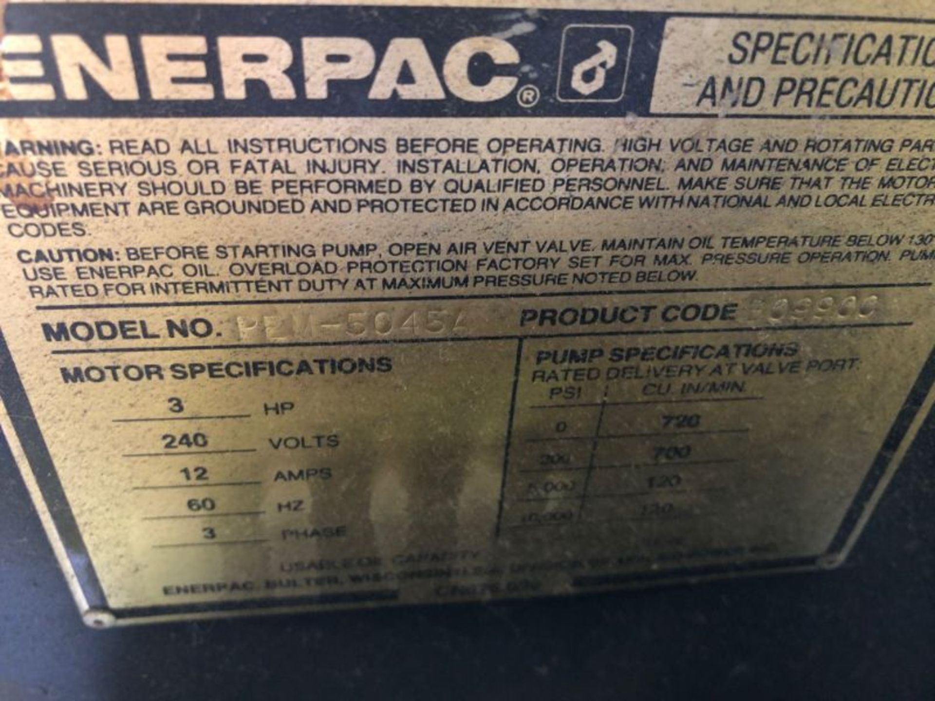 Specially Manufactured 36" x 84" Straightening Table, Horizontal Ram Hydraulic Press; with Enerpac - Image 5 of 5