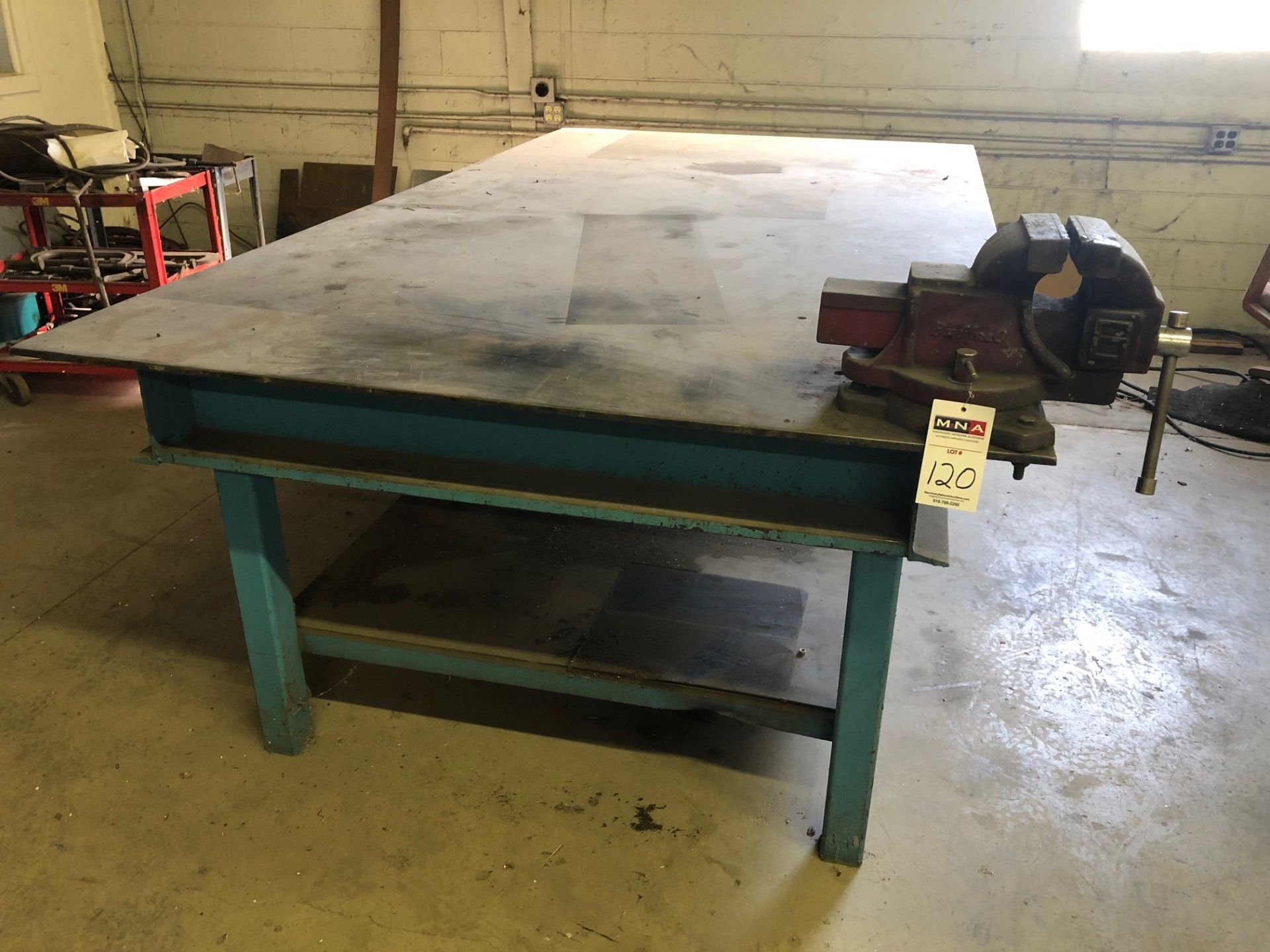 60" x 109" Steel Table with vise - Image 2 of 2