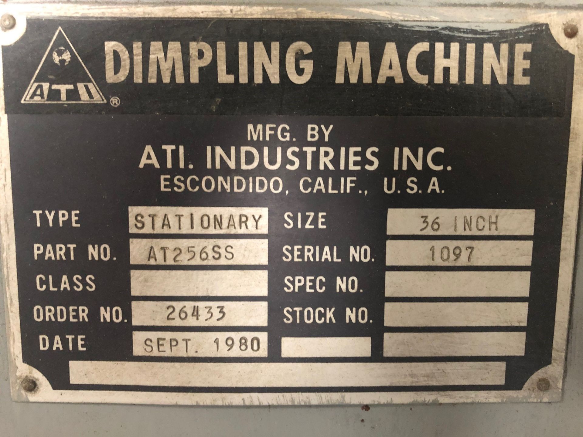 ATI Industries Model AT256SS 36" Hot Riveter, S/N 26433, (1980); with Thermomatic Dimpling - Image 4 of 4