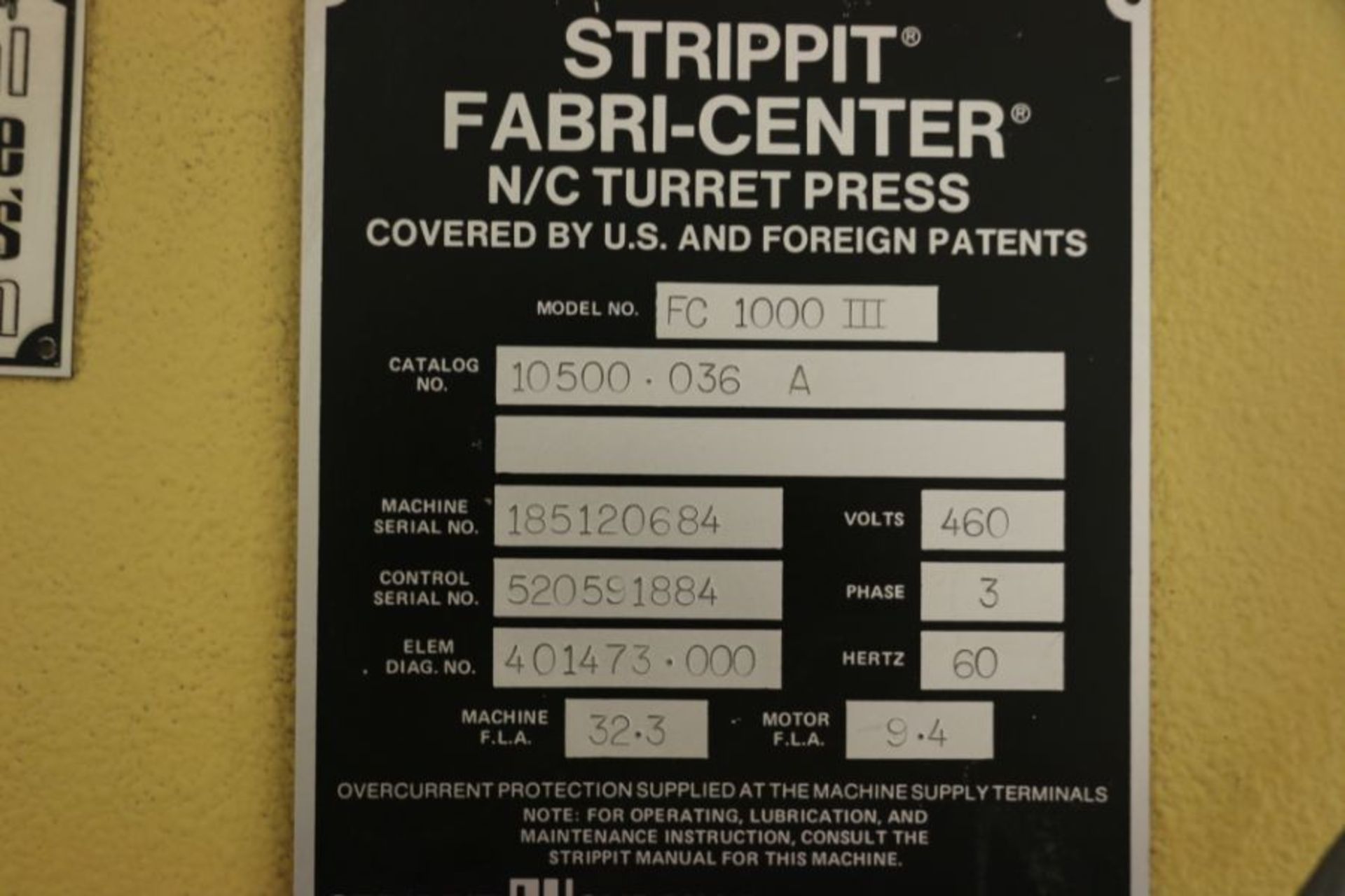 Strippit FC 1000 III CNC Turret Punch, 33 Station, s/n 185120684 - Image 6 of 6