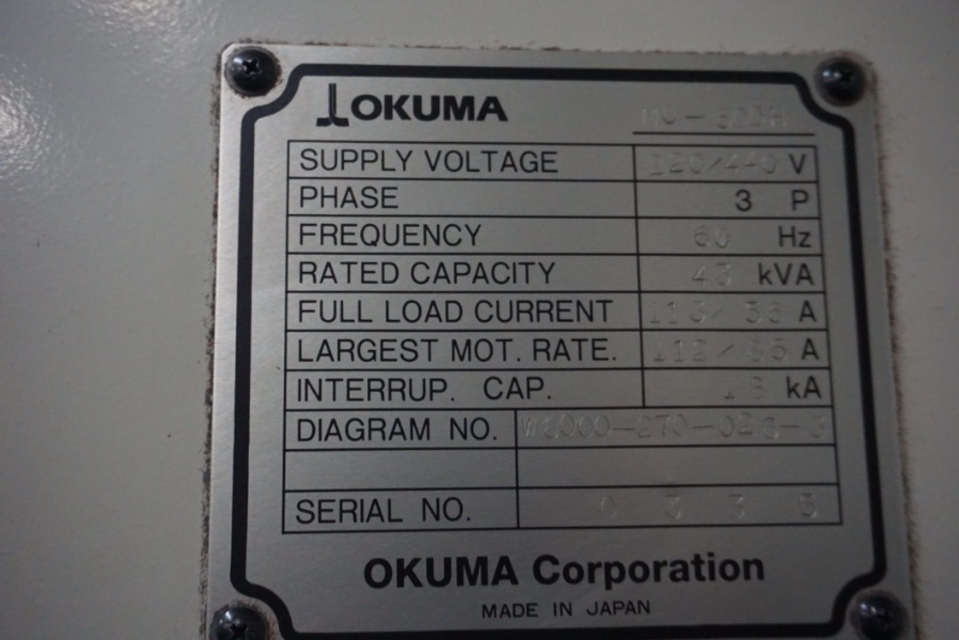 Okuma 600H HMC, OSP 7000M Control, 39.45” x 31.57” x 29.64” Travels, 360 Deg. By 1 Deg., (2) - Image 9 of 9