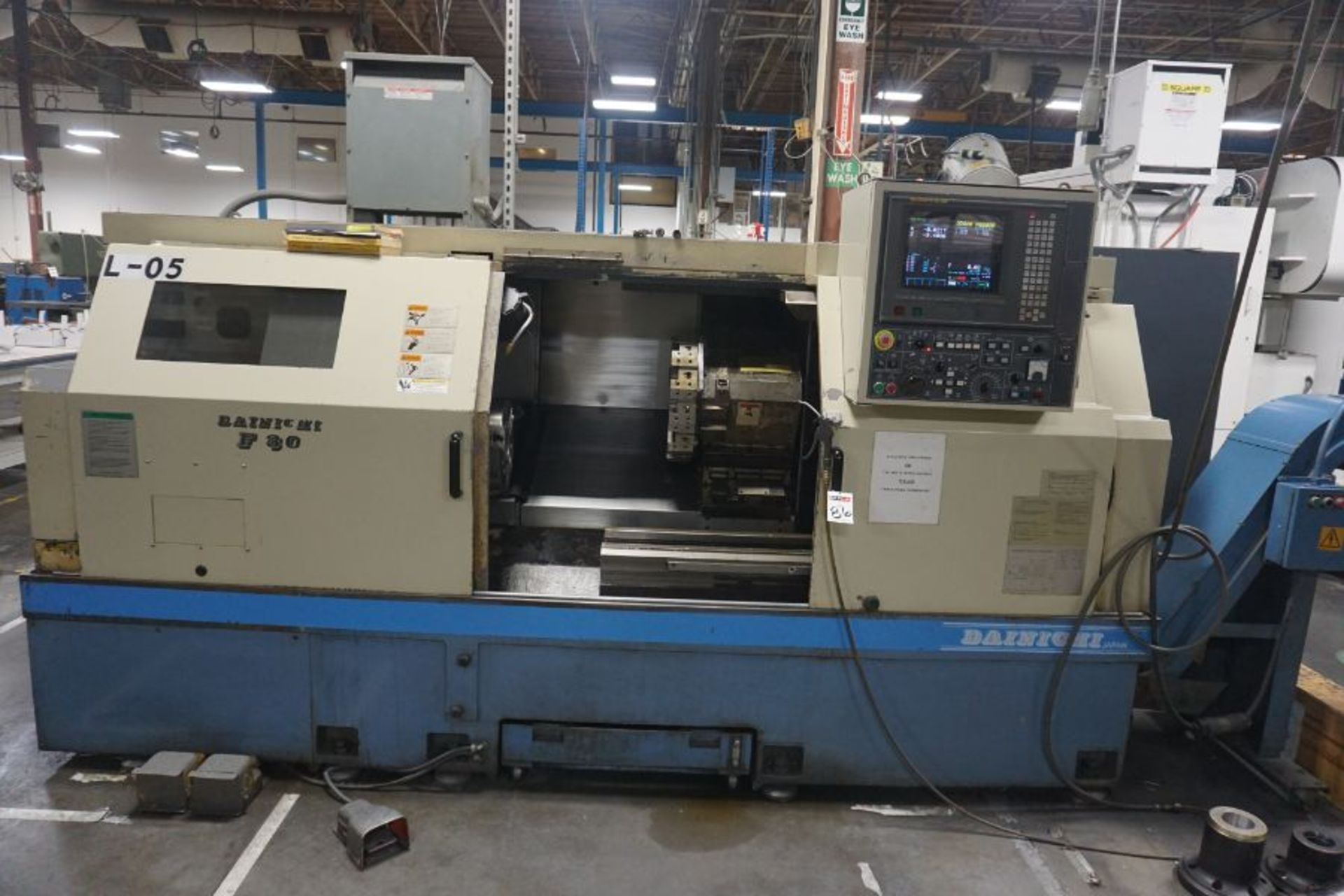 Dainichi F-30 CNC Lathe Fanuc 18-T Control, Kitagawa B212 12" 3 Jaw Power Chuck, 12 Position