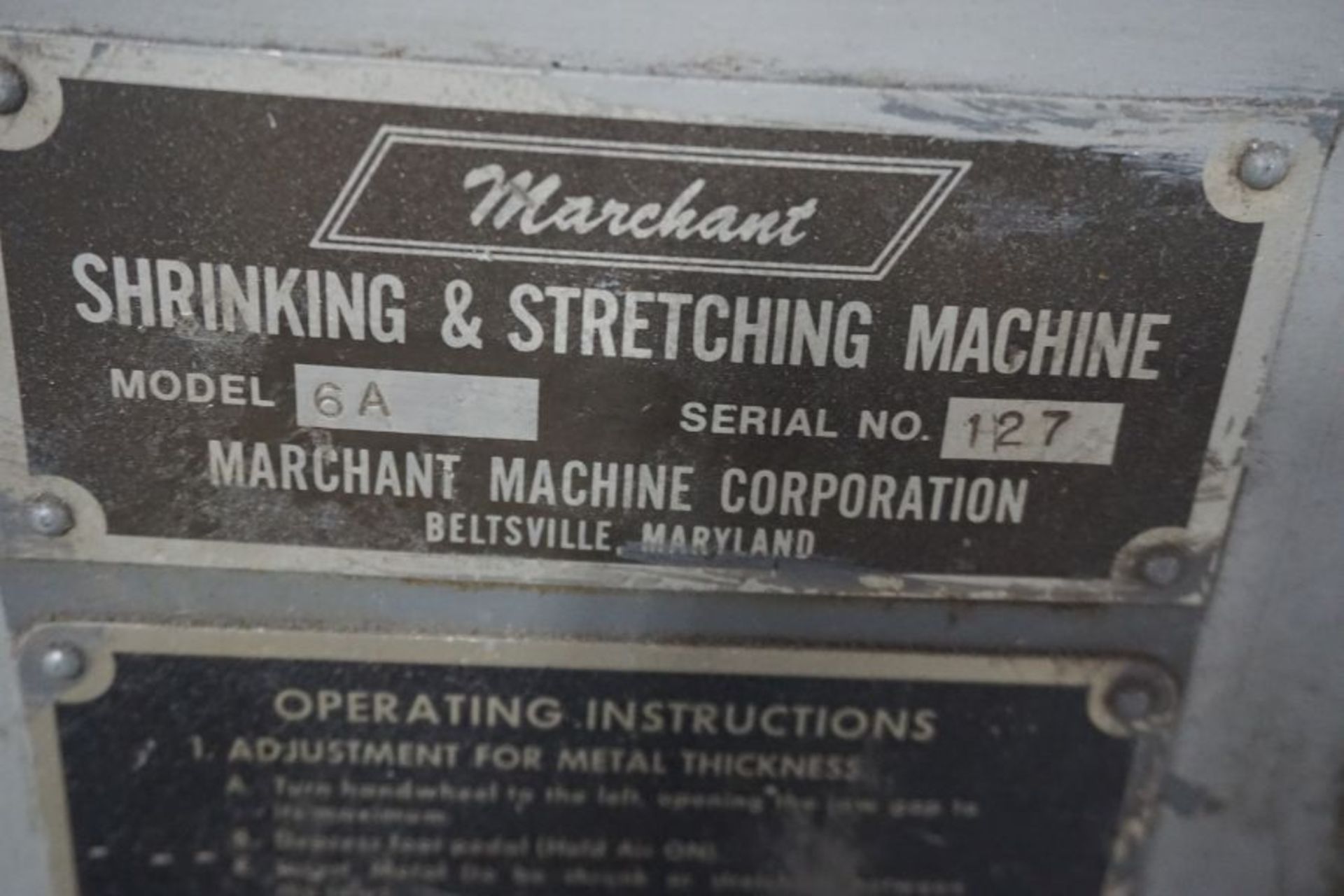 Marchant Shrinking Streaching Maching m/n 6A s/n 127 - Image 3 of 3