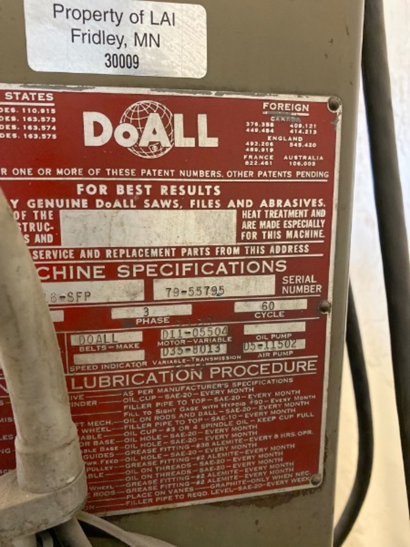 DoAll 16-SFP Vertical Bandsaw - Image 4 of 4