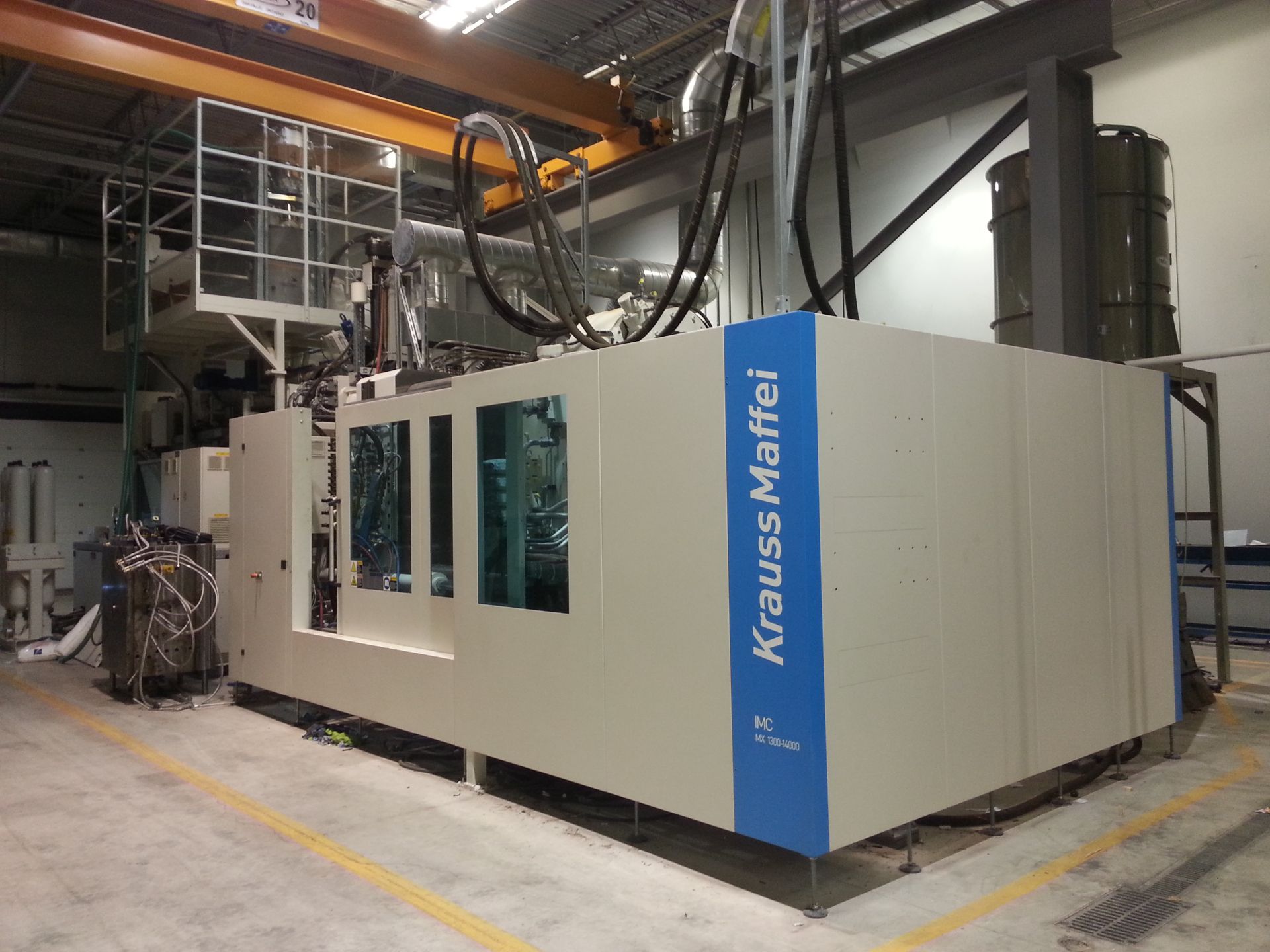 1460 Ton 218oz Krauss Maffei KM1300-14000MX Integrated Molding Compounder Machine, New 2012