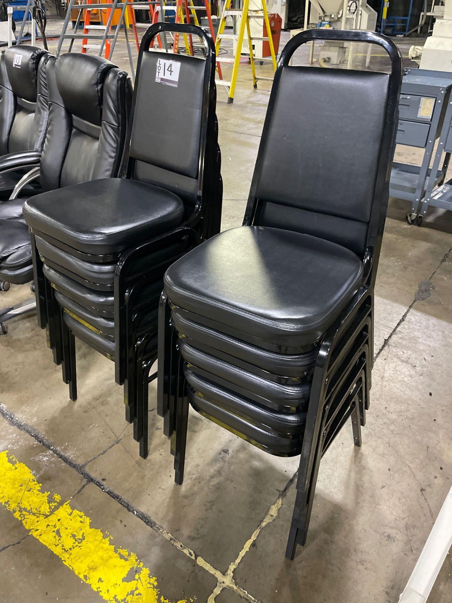 Black Vinyl Stackable Conference/Banquet Chairs, w/ Padded Seat - Image 3 of 3
