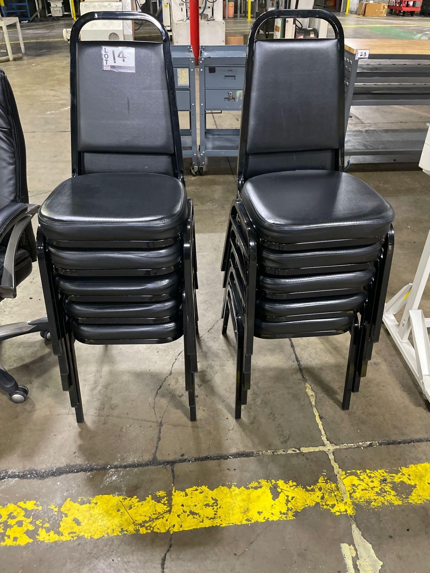 Black Vinyl Stackable Conference/Banquet Chairs, w/ Padded Seat