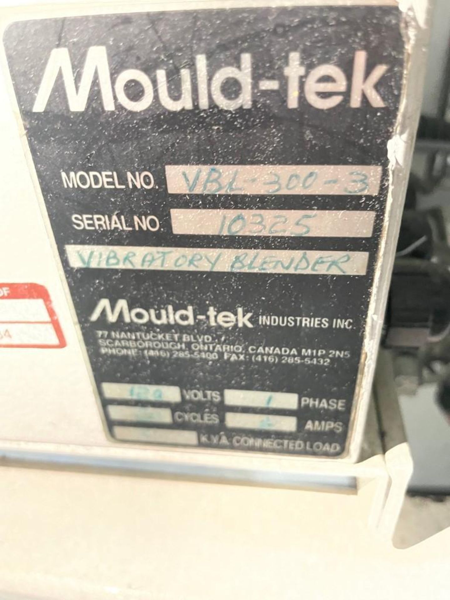 Mould Tek Vibration Blender m/n VBL-300- 2 s/n 10325 - Image 3 of 3