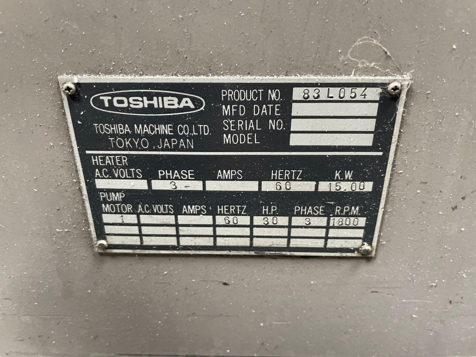 190 Ton Toshiba ISG190 Injection Molder, 14oz Shot Size, Injectvisor V10 Control, New 1997 - Image 7 of 8