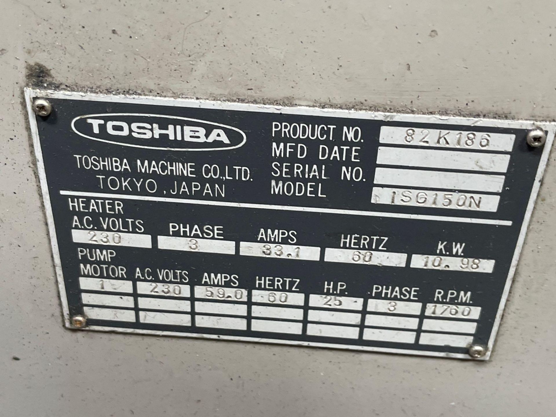 150 Ton Toshiba ISG150N Injection Molder, 8.1oz Shot Size, Injectvisor V10 Control, New 1999 - Image 8 of 9