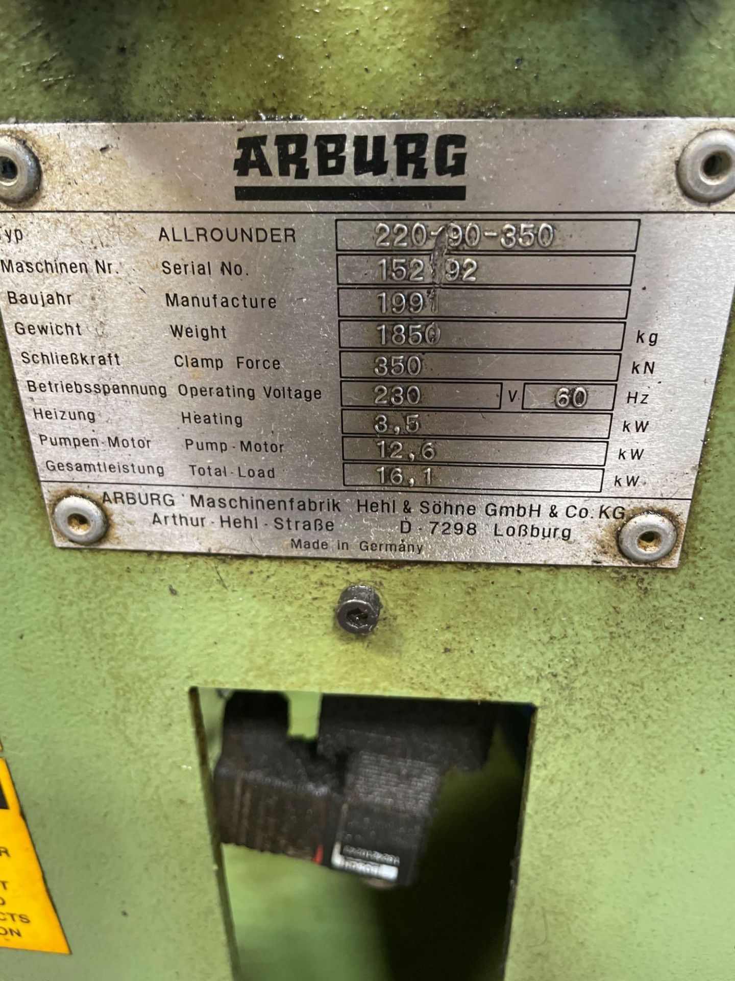 40 Ton Arburg Allrounder 220-90-350 Injection Molder, 0.8oz Shot Size - Image 6 of 6