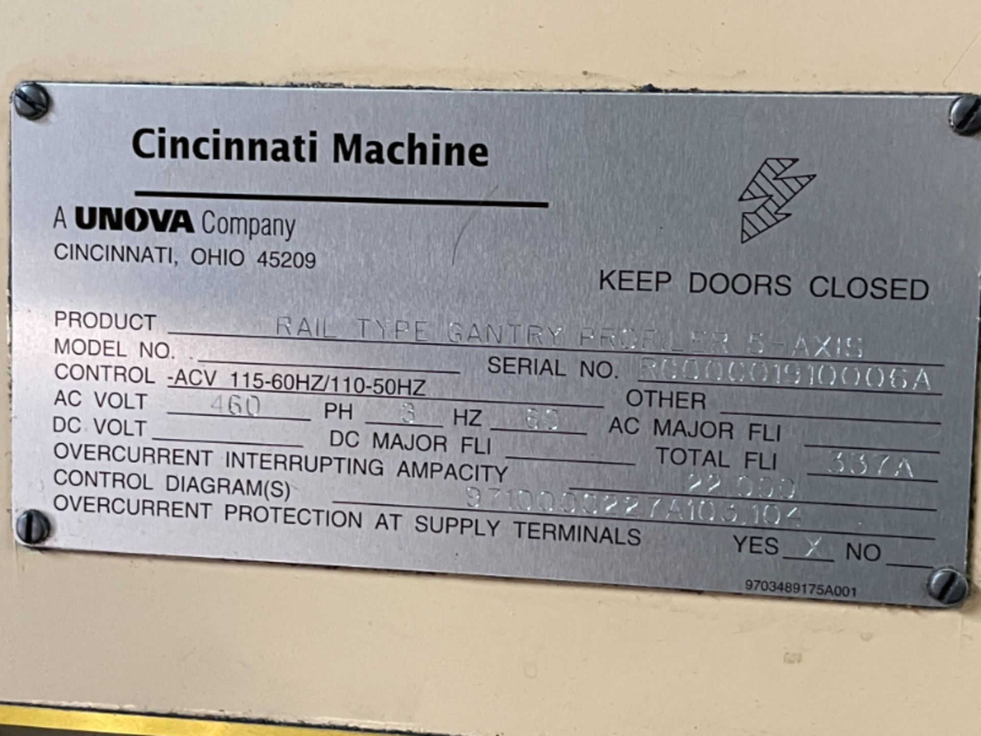 Cincinnati Milacron Rail Type Gantry Profiler, Acra 950 control, 972" x 64" x 28" travels, 25° A & B - Image 8 of 8