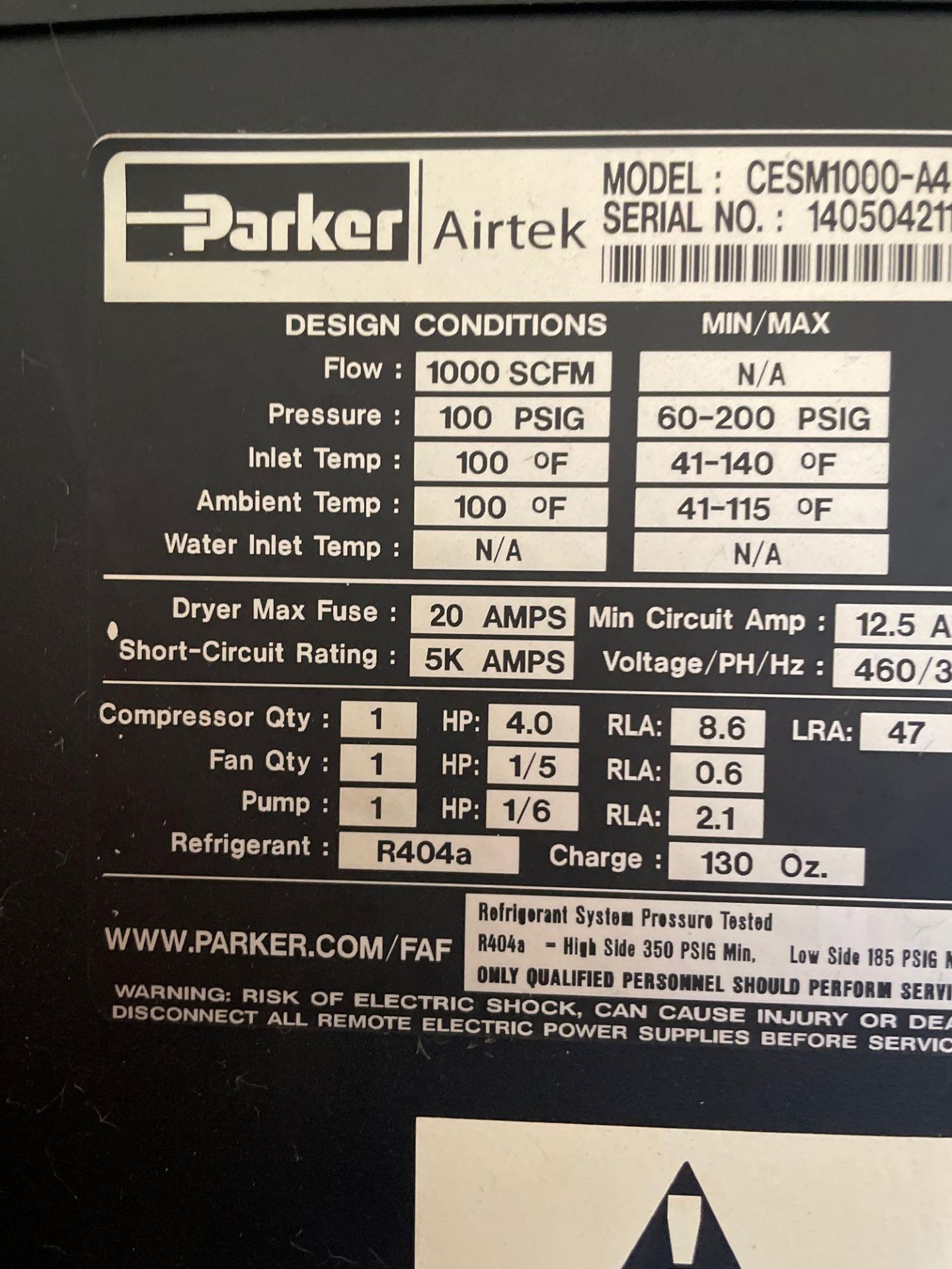 Parker Airtek Dryer - Image 4 of 4