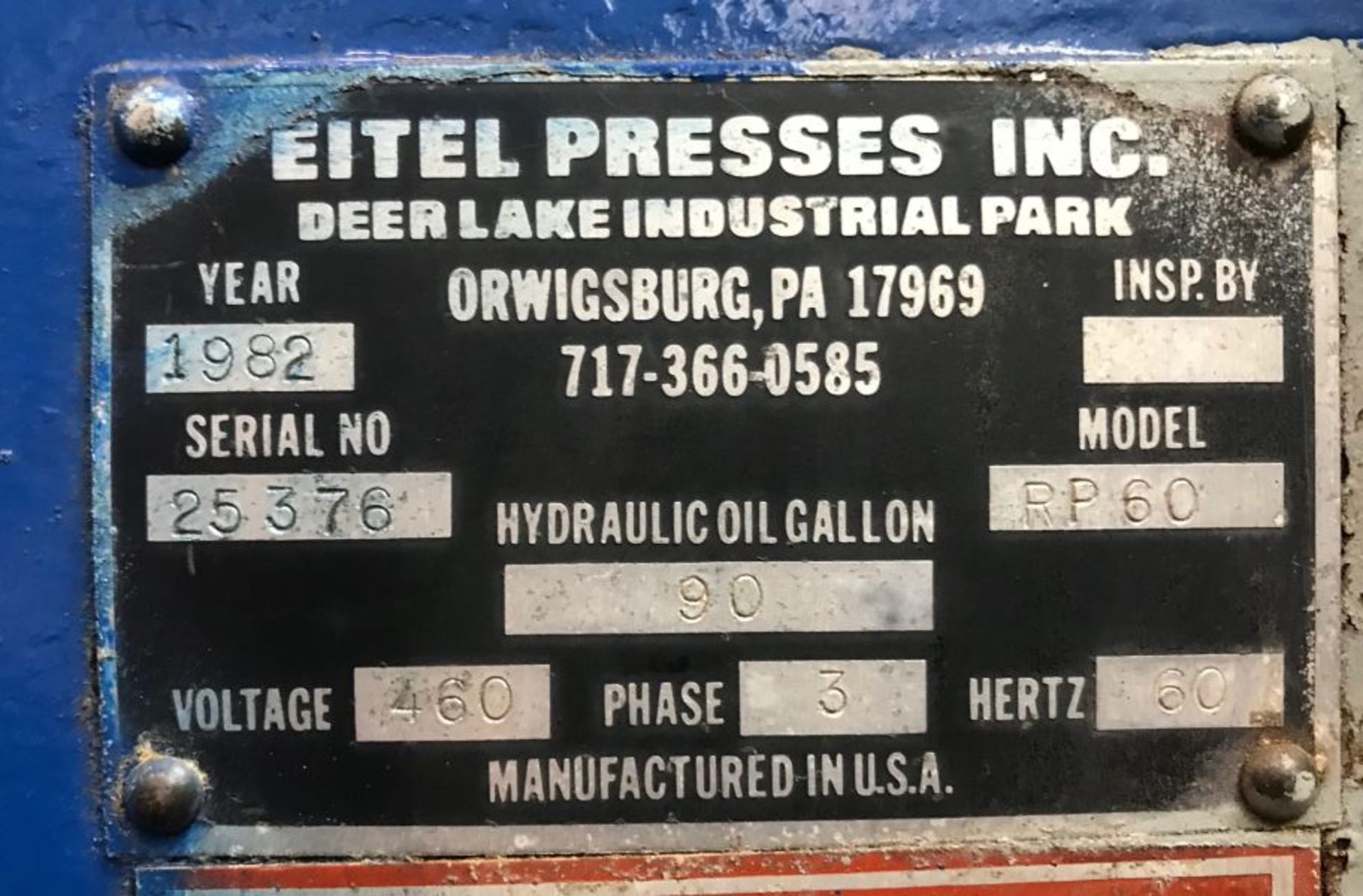60 Ton Eitel RP60 Hydraulic Straightening Press - Image 5 of 6
