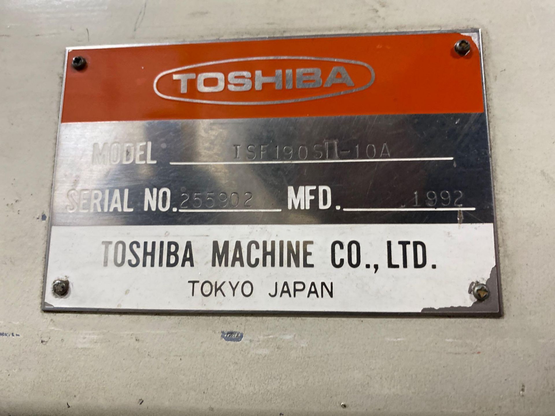 190 TON 16 OZ TOSHIBA MODEL ISF190SII-10A, s/n 255902, New 1992 - Image 11 of 11