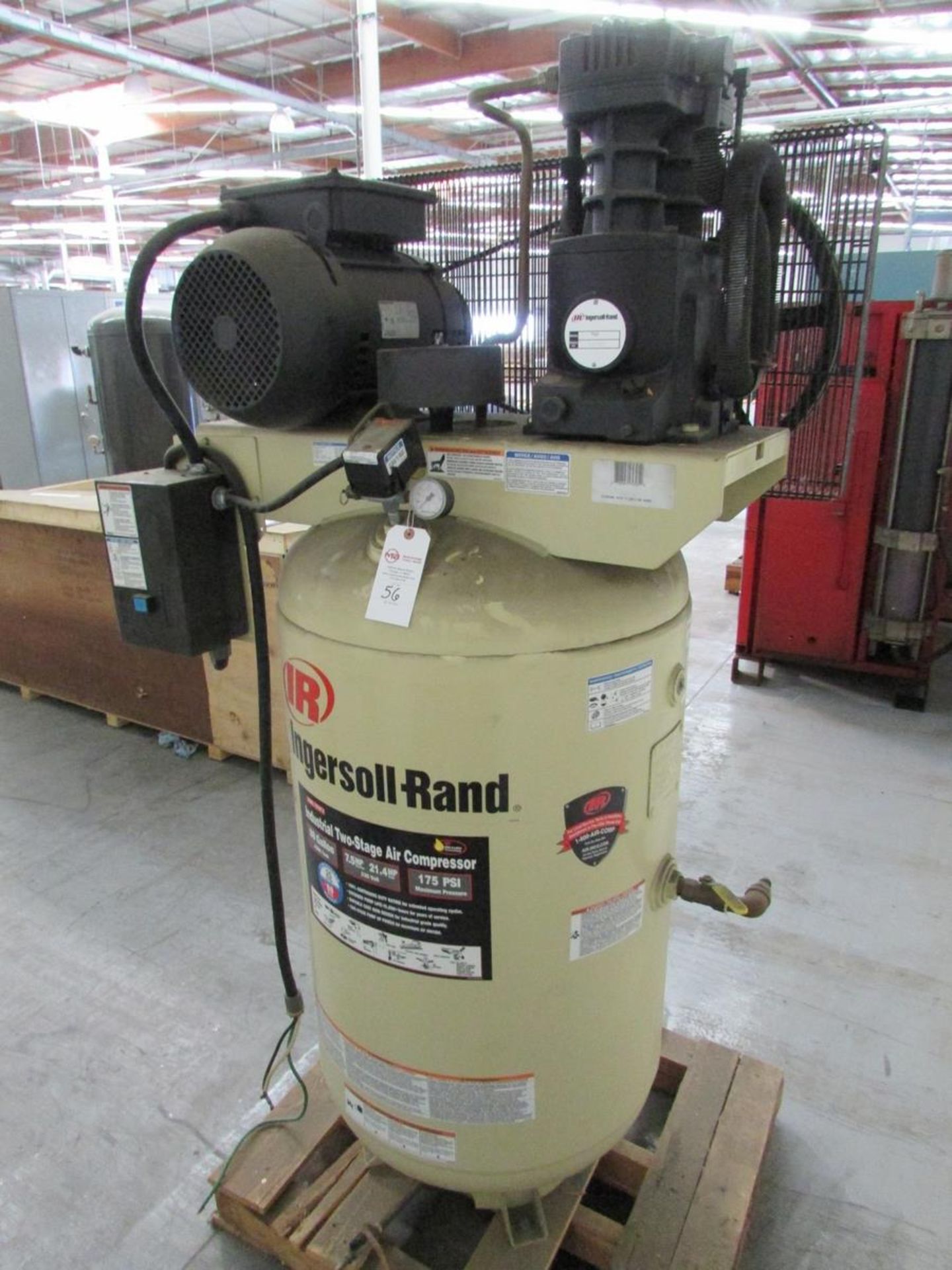 Ingersoll Rand TS7N7.5 7-1/2HP 2-Stage Vertical Tank Mounted Air Compressor - Image 7 of 20