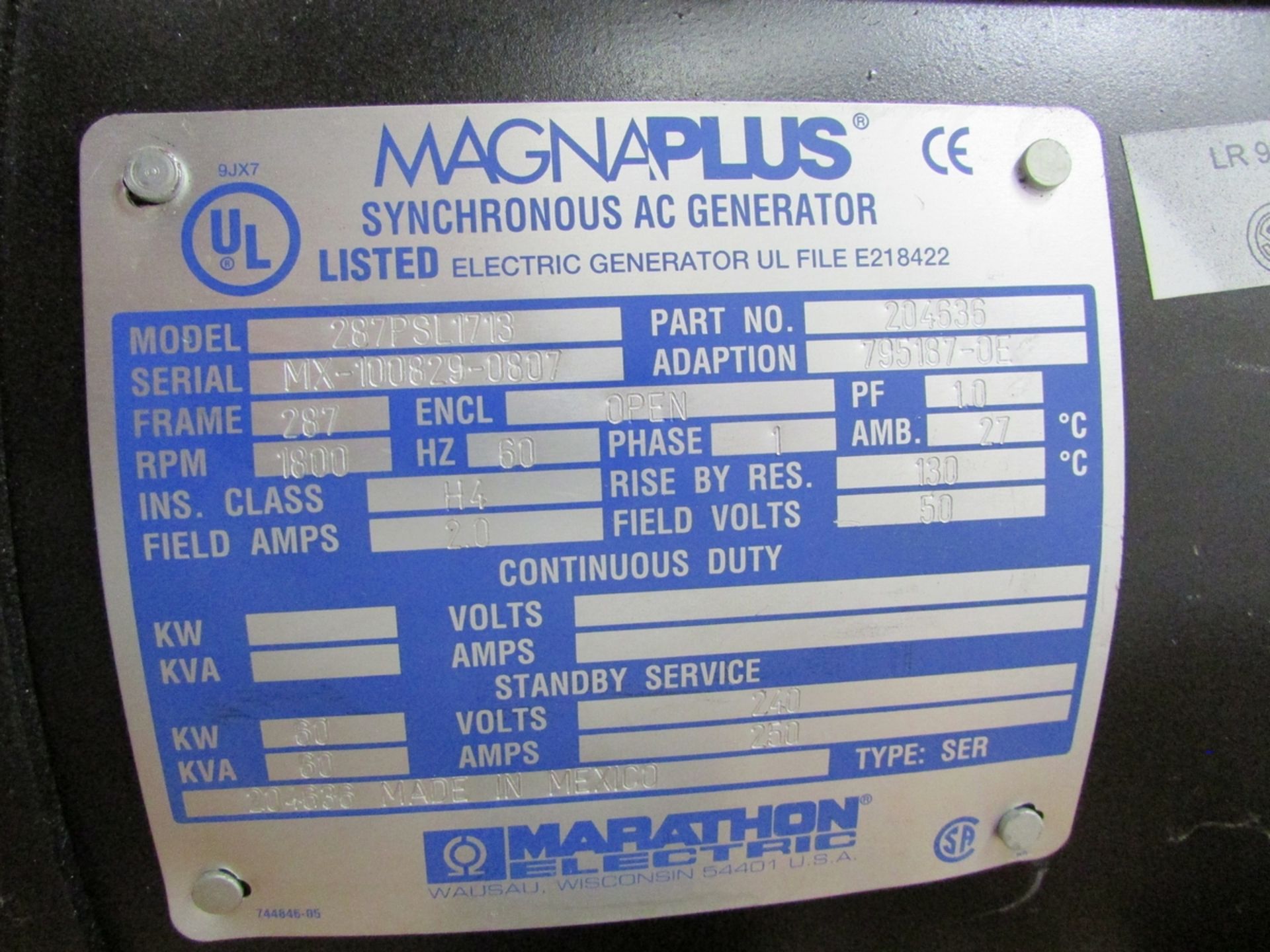 Marathon Electric MagnaPlus 287PSL1713 Synchronous AC Generator - Image 14 of 14