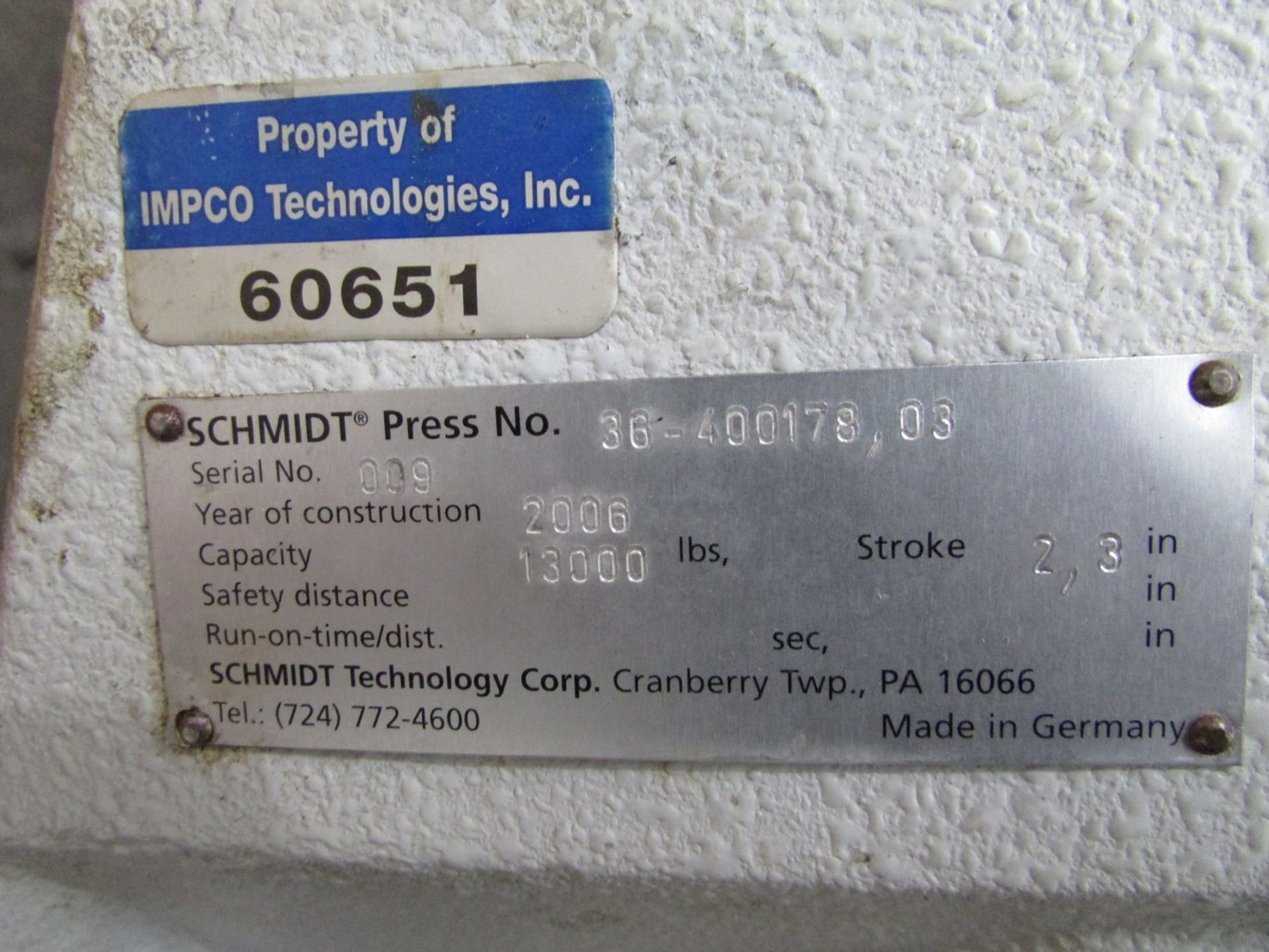 Schmidt 36-400178,03 13,000 Lb. Pneumatic Toggle Press Head (2006) - Image 15 of 16