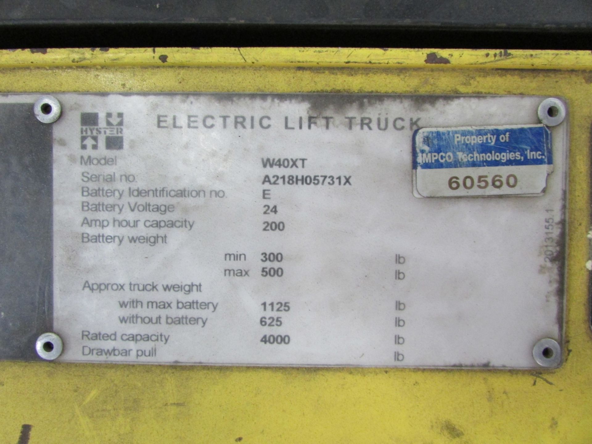 Hyster W40XT 4,000Lb 24V Electric Pallet Lift Truck (2000) - Image 23 of 24