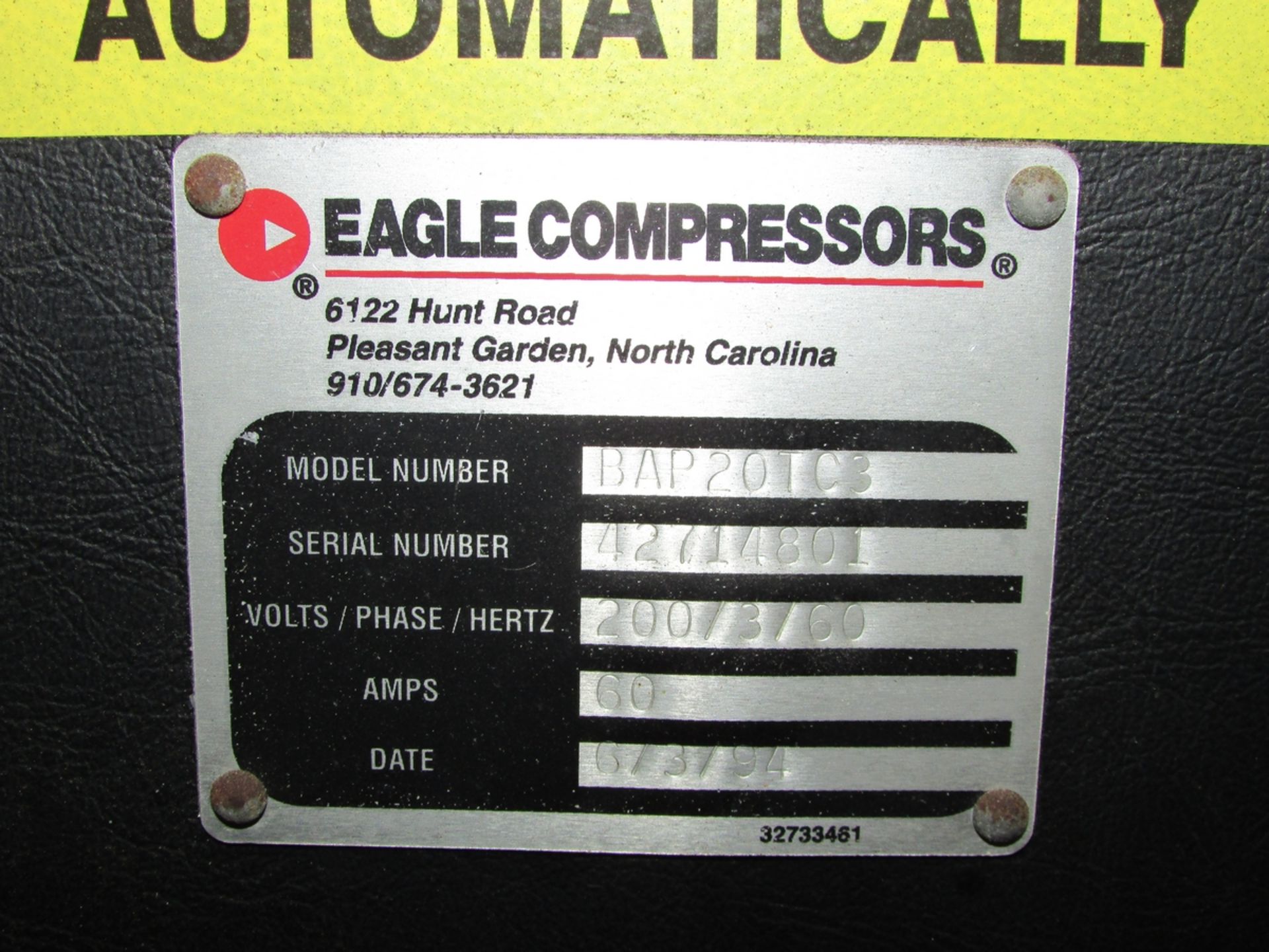 Eagle Compressors BAP20TC3 20HP 4-Stage High Pressure Air Compressor - Image 29 of 30
