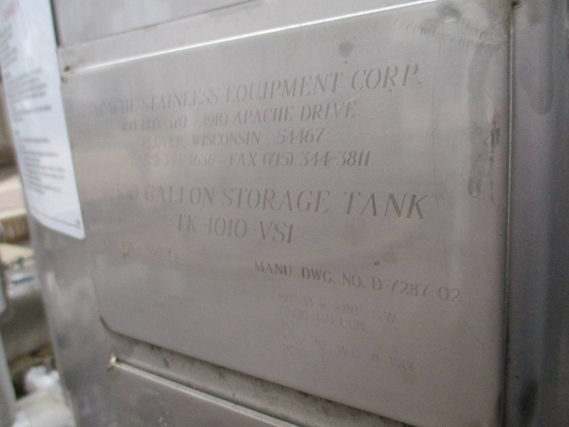 2011 Apache 7,500 Gallon Stainless Storage Tank - Image 5 of 6