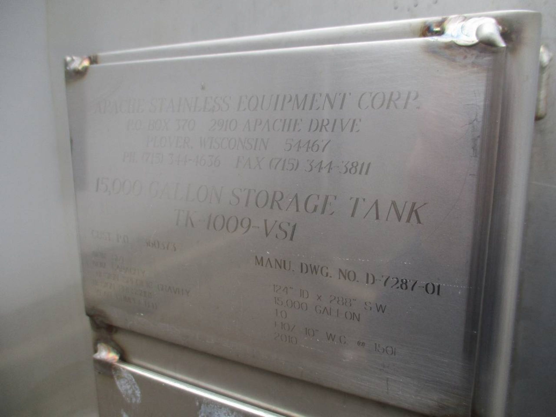 2011 Apache 15,000 Gallon Stainless Storage Tank - Image 4 of 5
