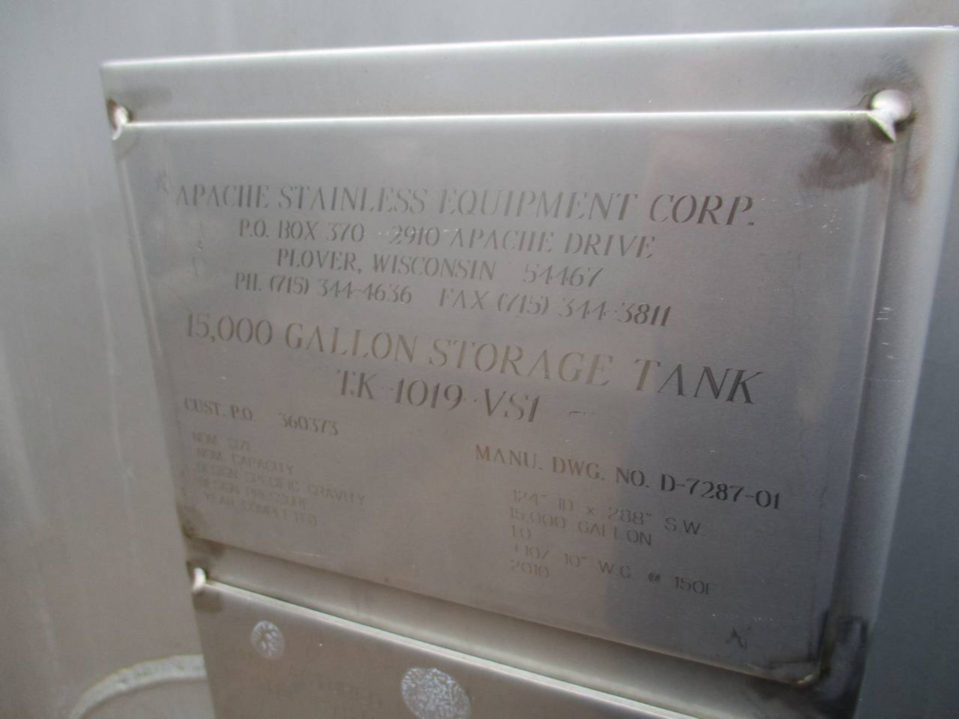 2011 Apache 15,000 Gallon Stainless Storage Tank - Image 3 of 6