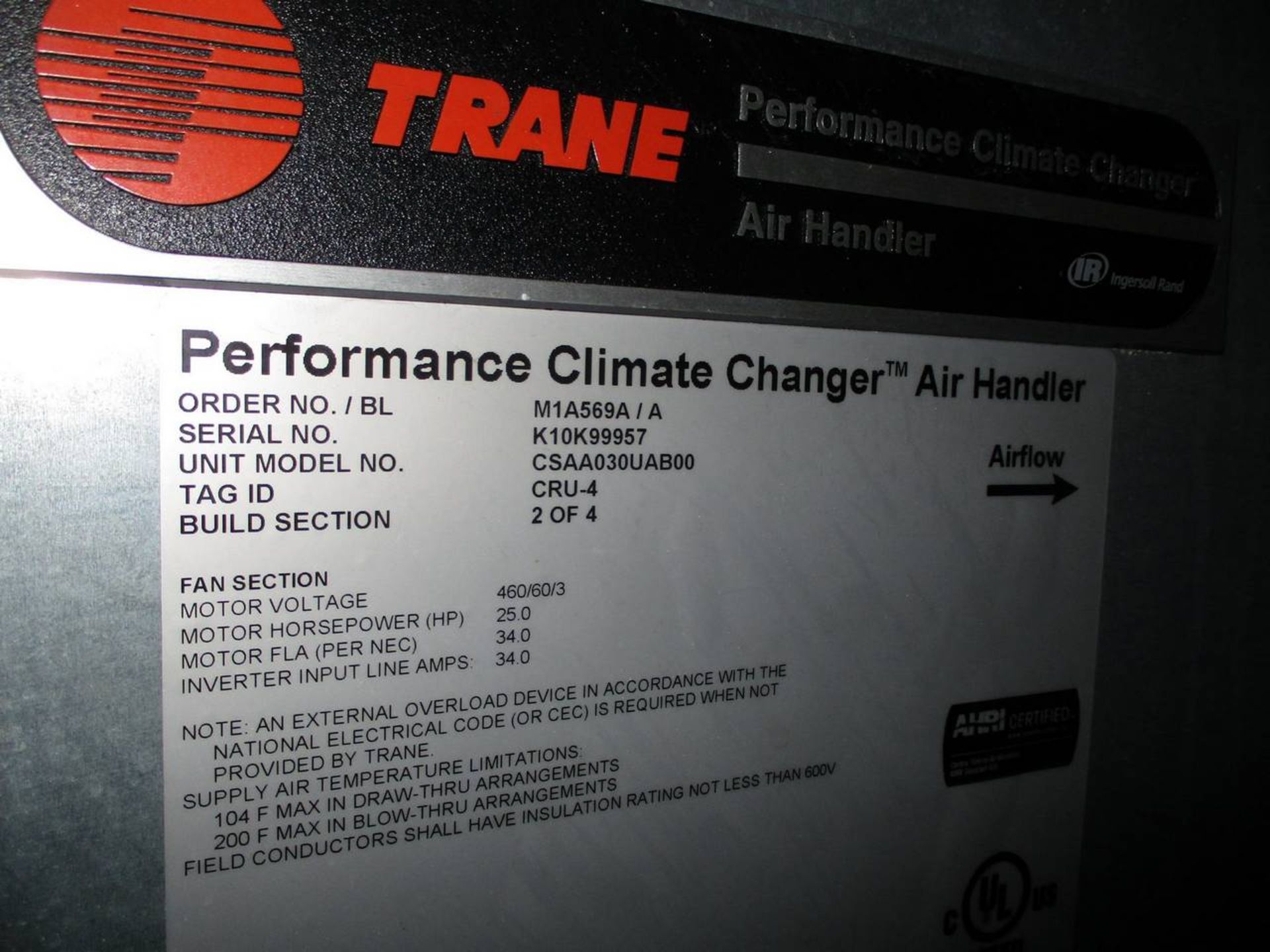 2010 Trane Performance Climate Changer Air Hander - Image 5 of 6