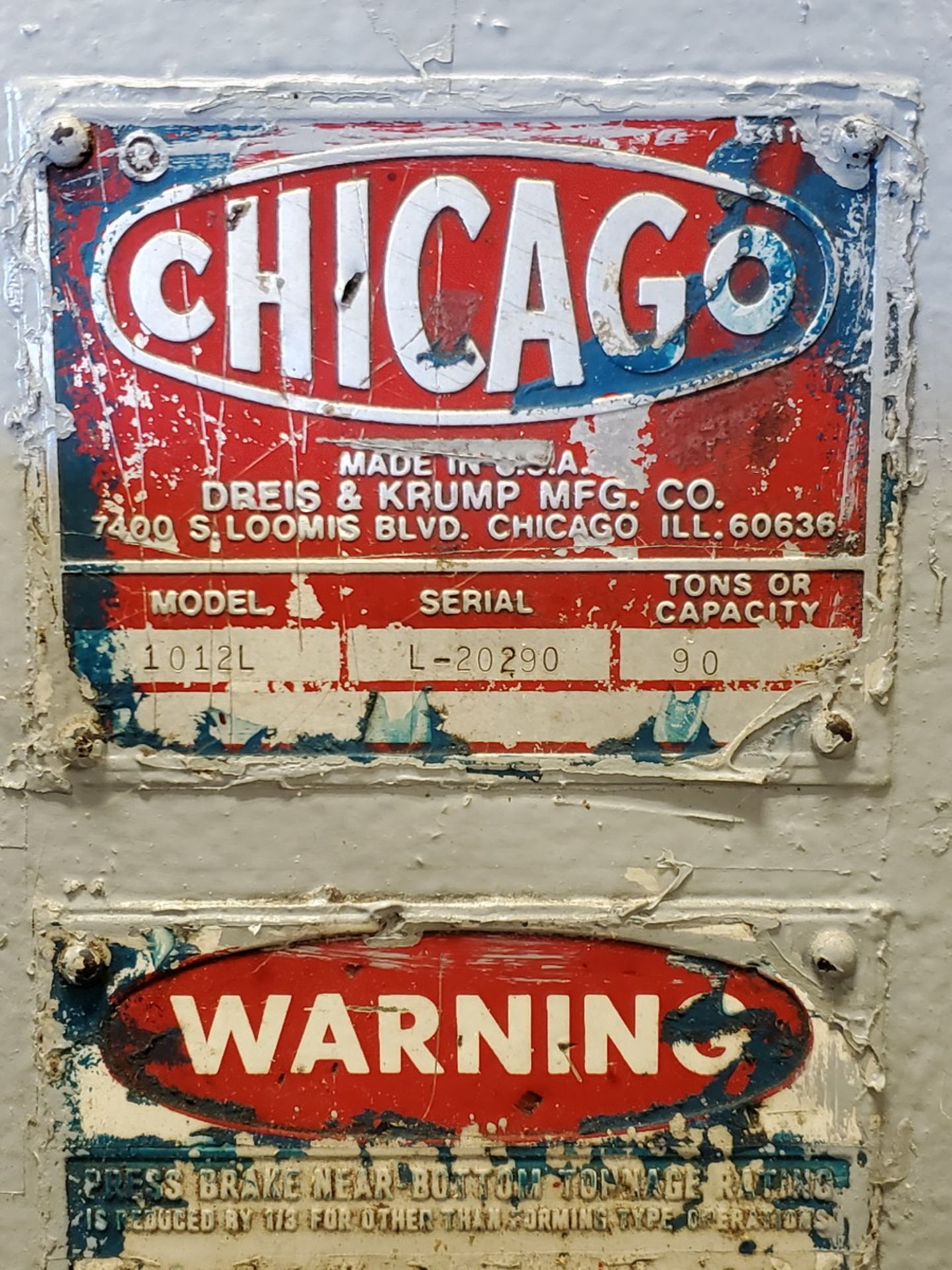 90 Ton x 12' Chicago Dreis & Krump Mechanical Press Brake - Image 8 of 8