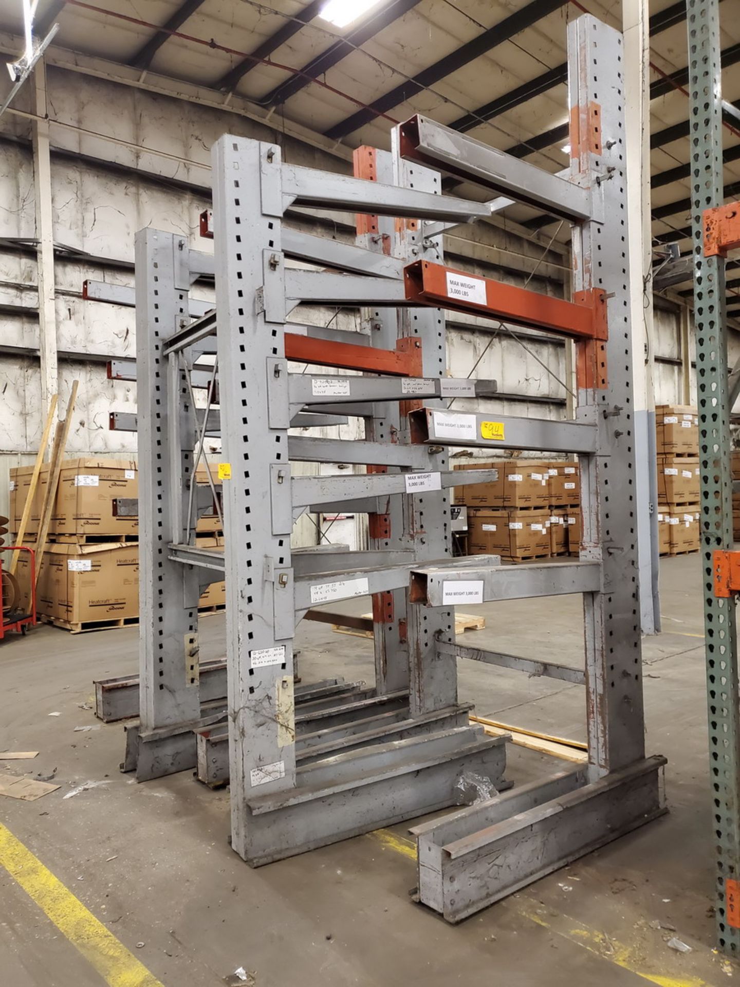 Cantilever Rack; (2) 12' High Uprights x 42" Arms, 3,000 Lb. Cap.