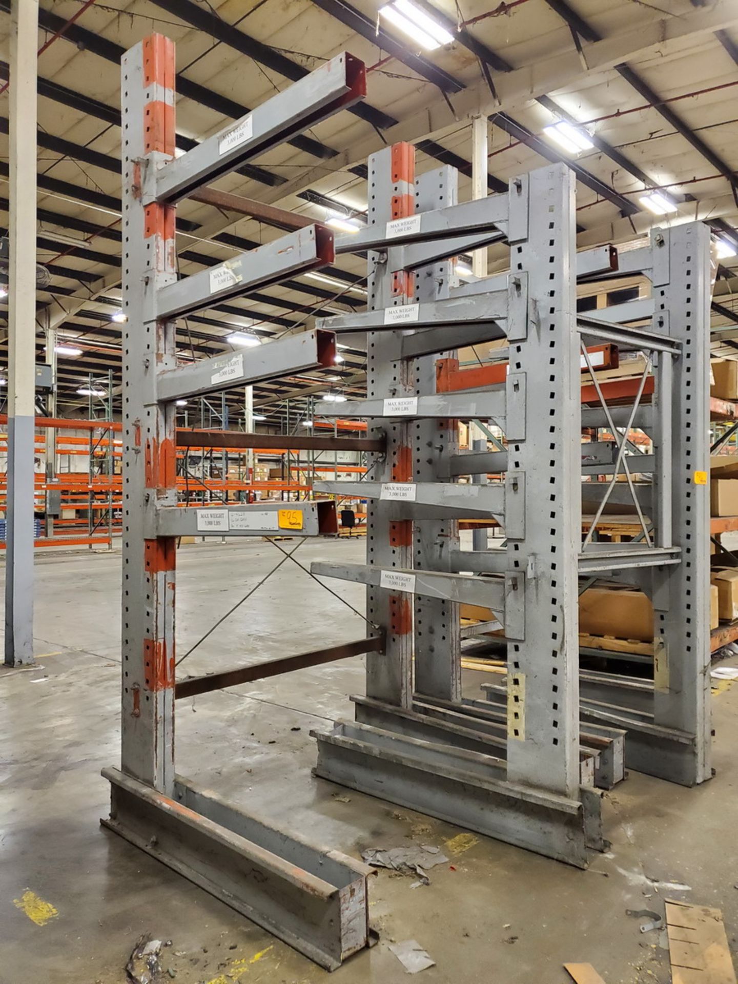 Cantilever Rack; (2) 12' High Uprights x 42" Arms, 3,000 Lb. Cap.