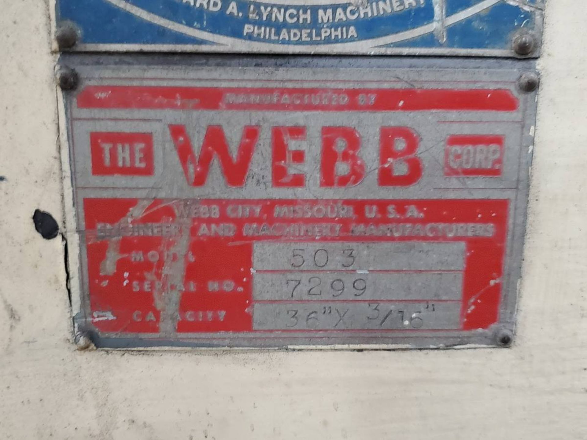 Webb 503 Plate Bending Roll - Image 4 of 4