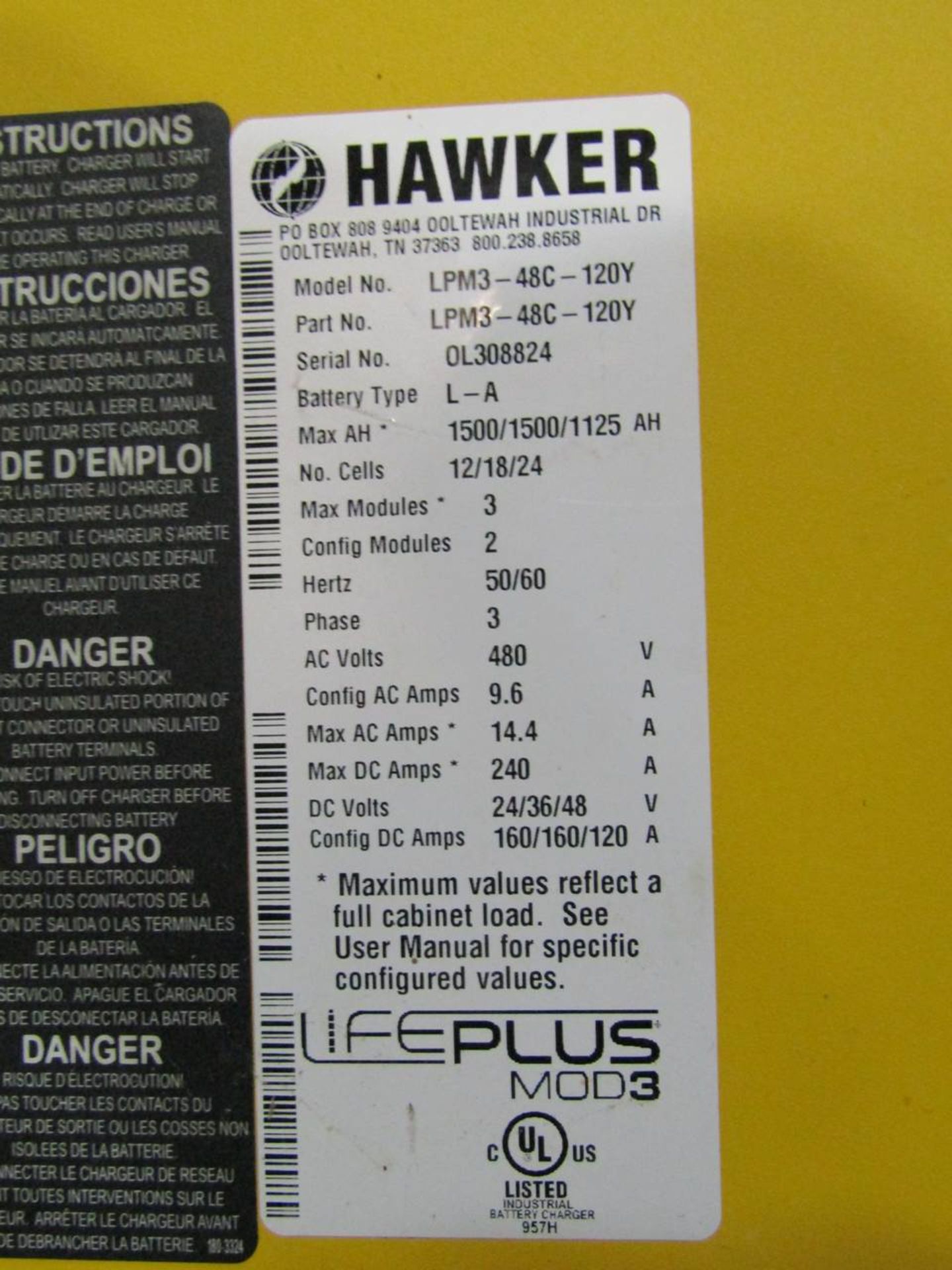 Hawker LPM3-48C-120Y Battery Charger - Image 5 of 5