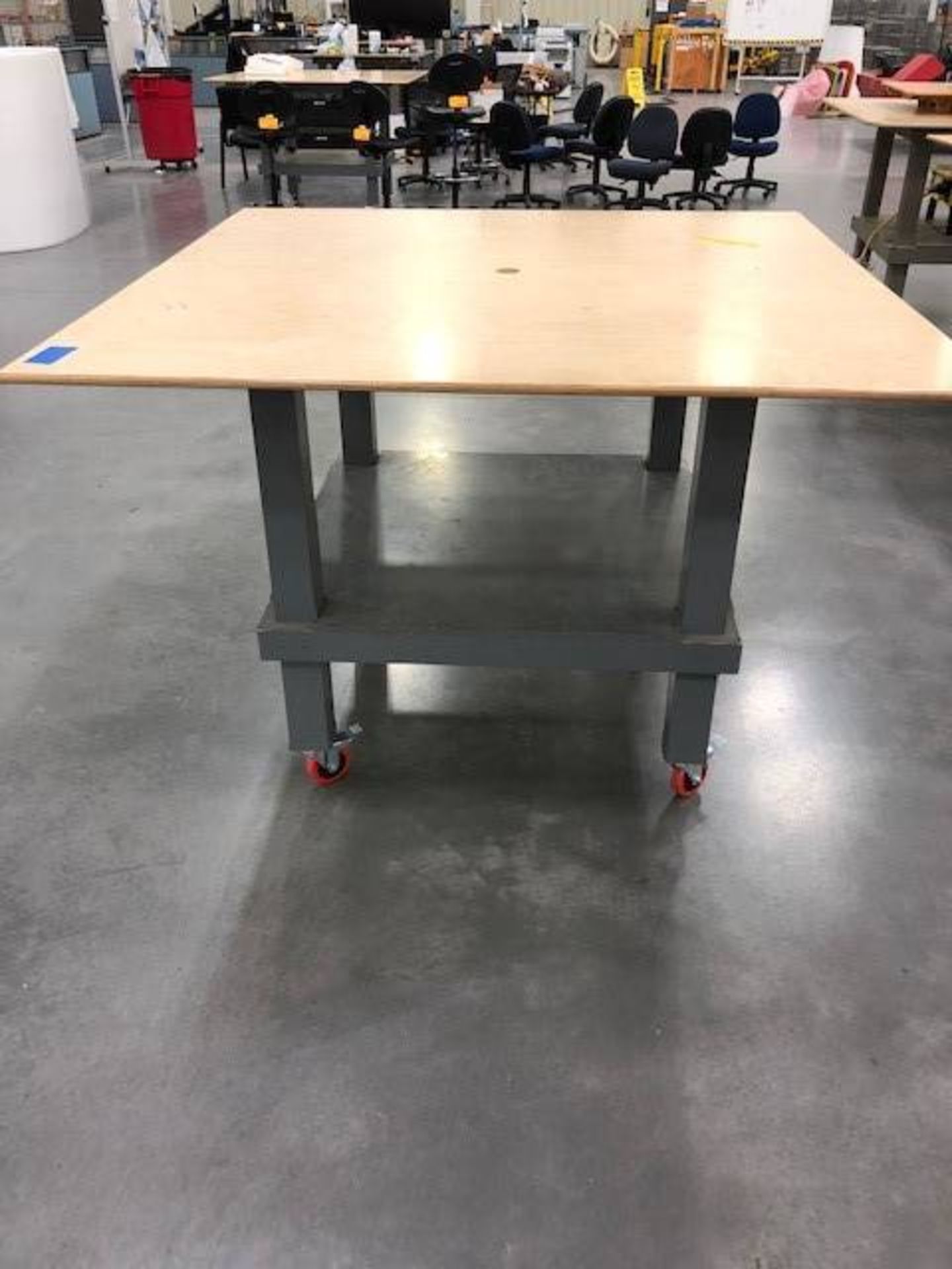 Wood Top Table on Casters