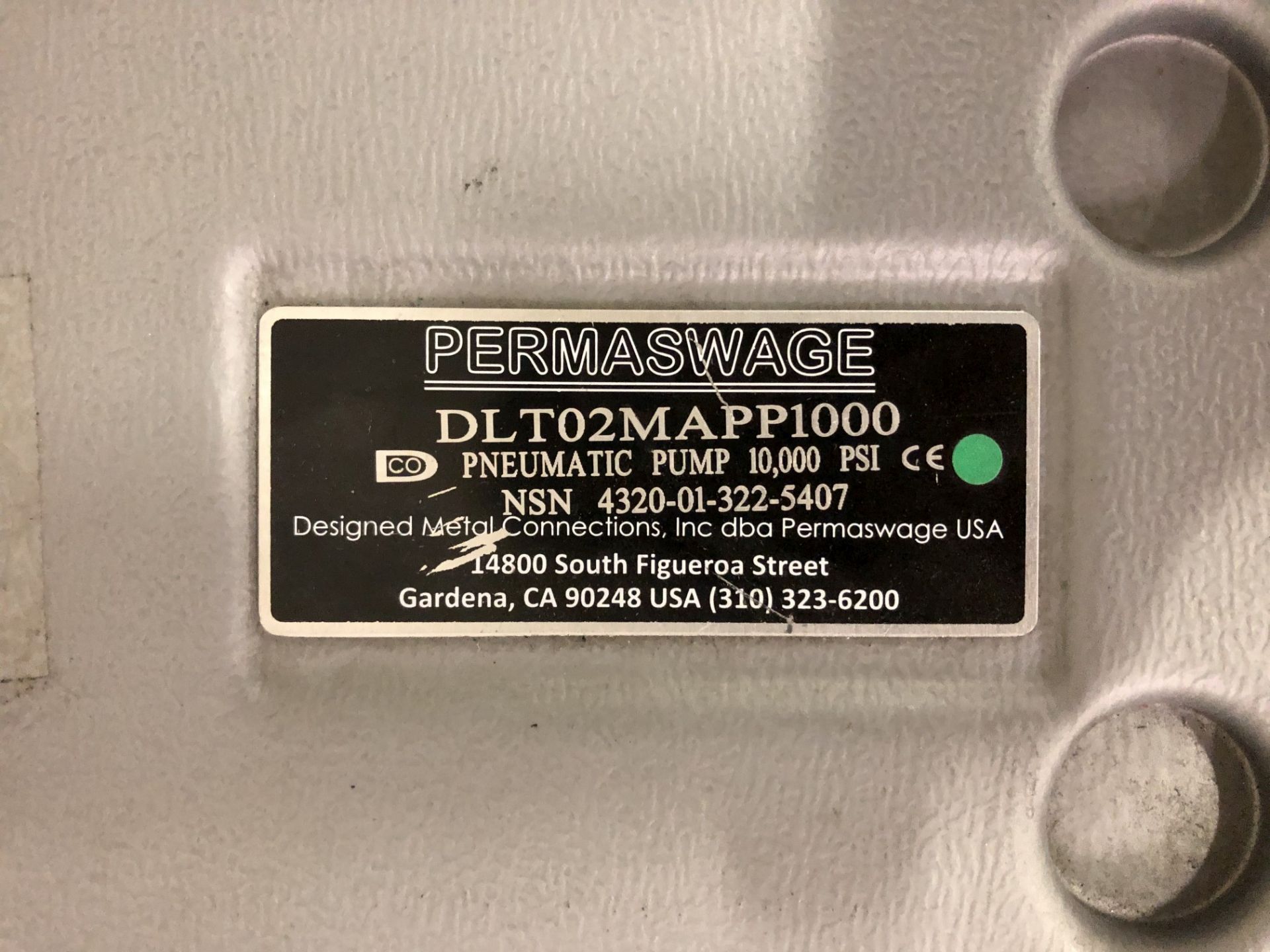 Permaswage DLT02MAPP1000 Pneumatic Pumps, 10,000 PSI - Image 6 of 9