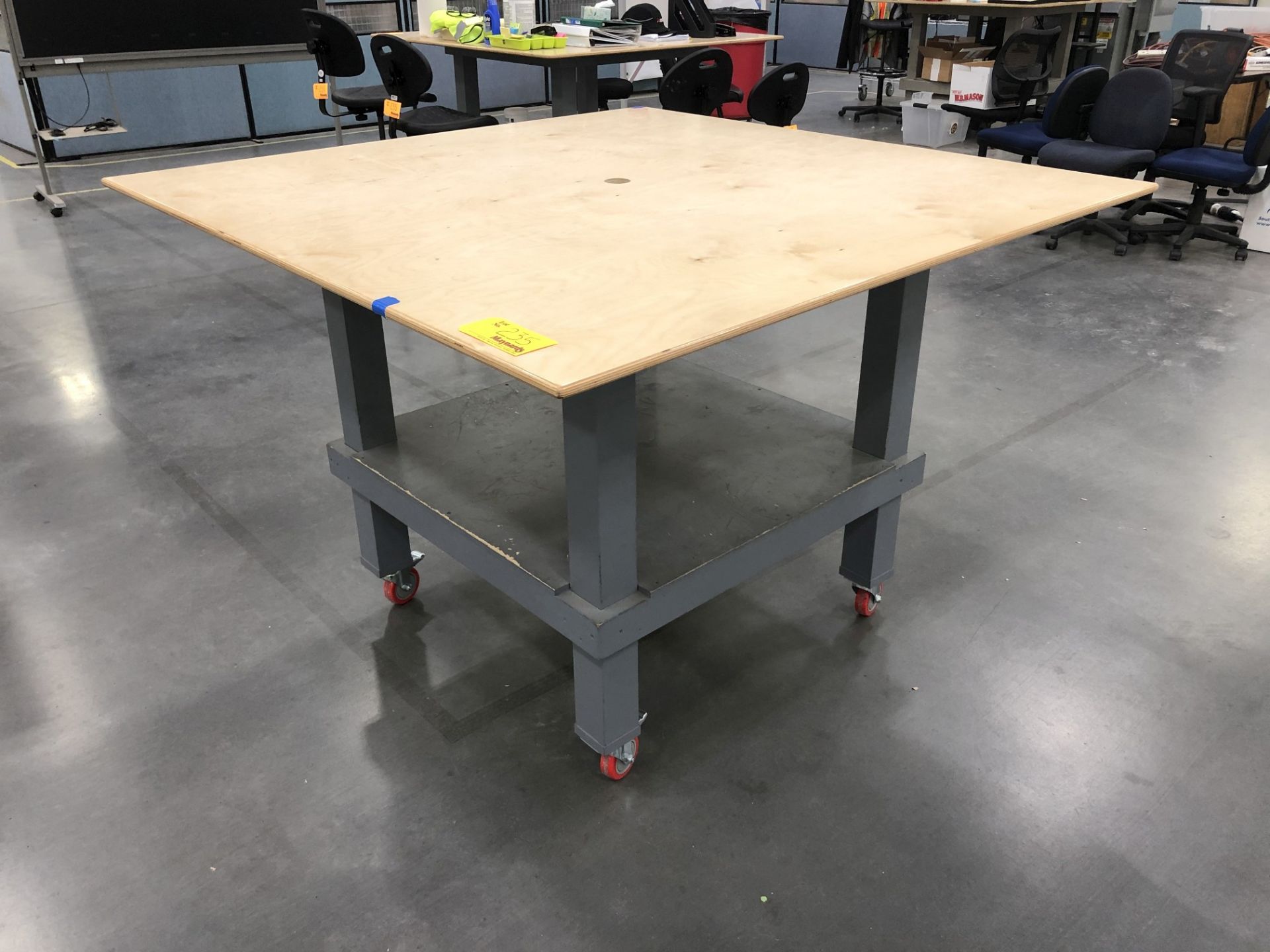 4' x 4' 42" High Wood Top Table on Casters - Image 3 of 3
