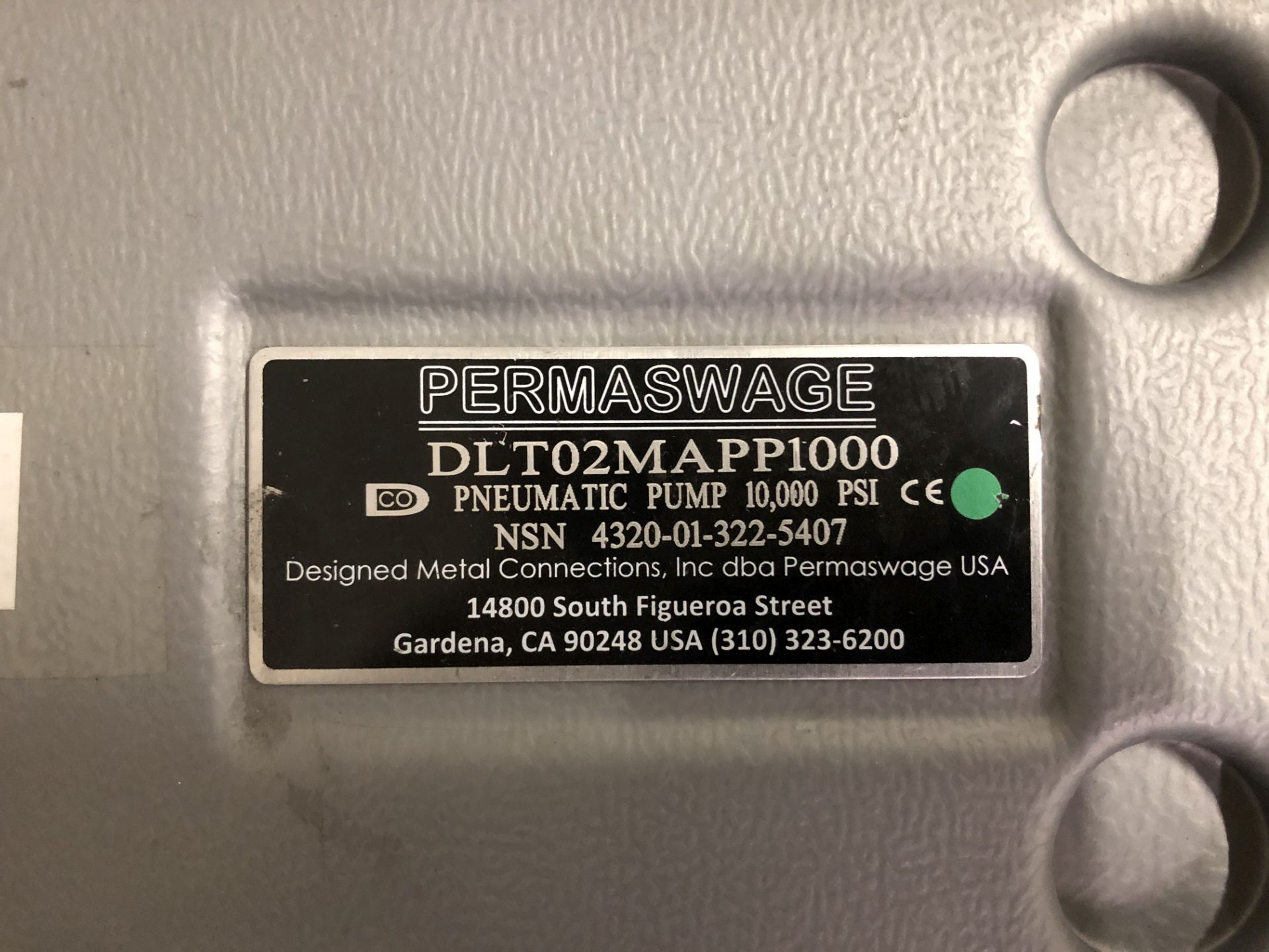 Permaswage DLT02MAPP1000 Pneumatic Pumps, 10,000 PSI - Image 2 of 9