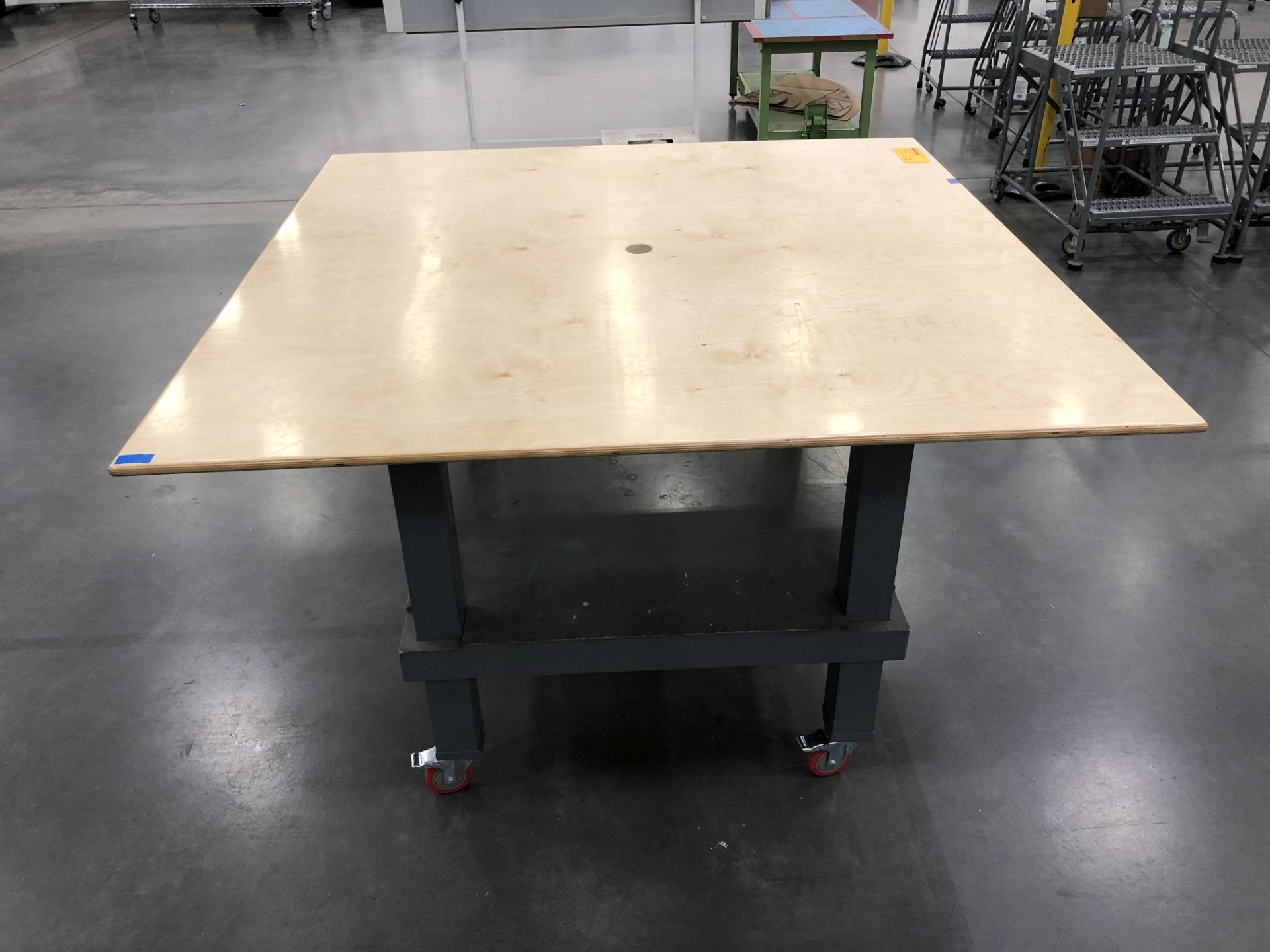 4' x 4' 42" High Wood Top Table on Casters