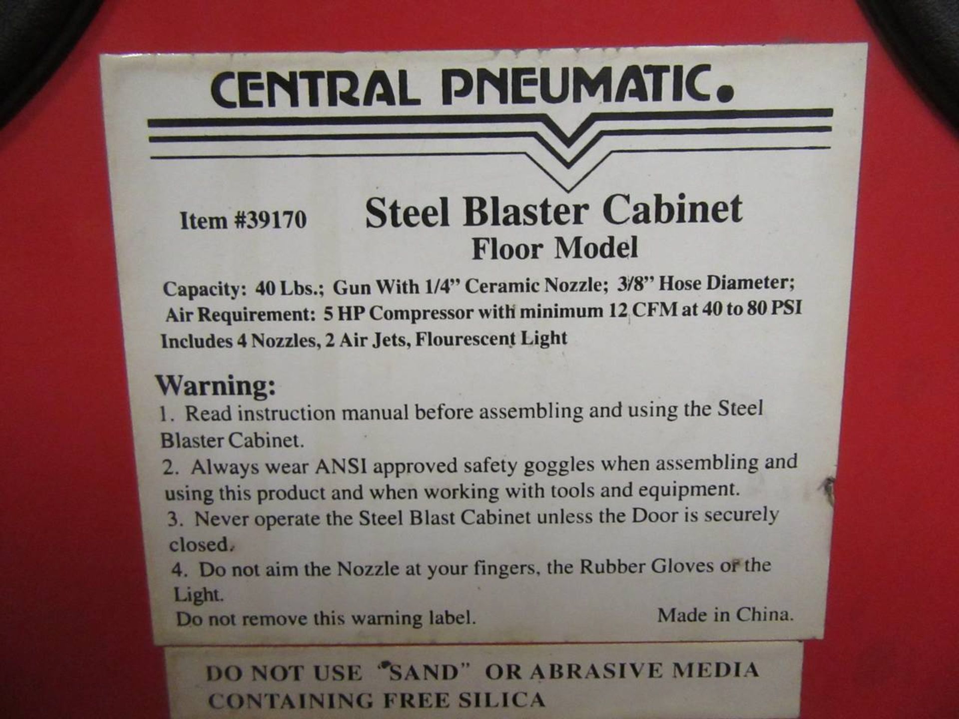 Central Pneumatic Blast Cabinet - Image 3 of 3