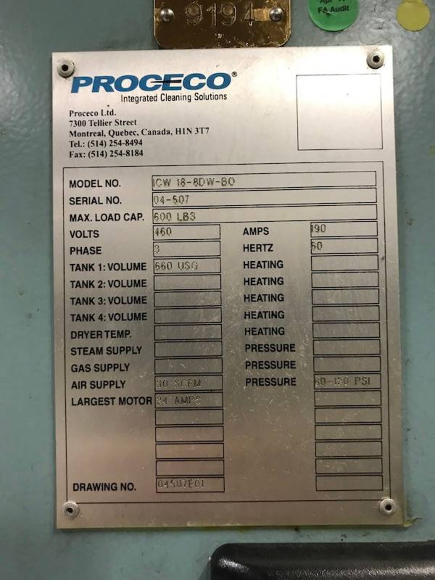 Proceco ICW-18-8DW-80 Industrial Parts Washer - Image 10 of 10