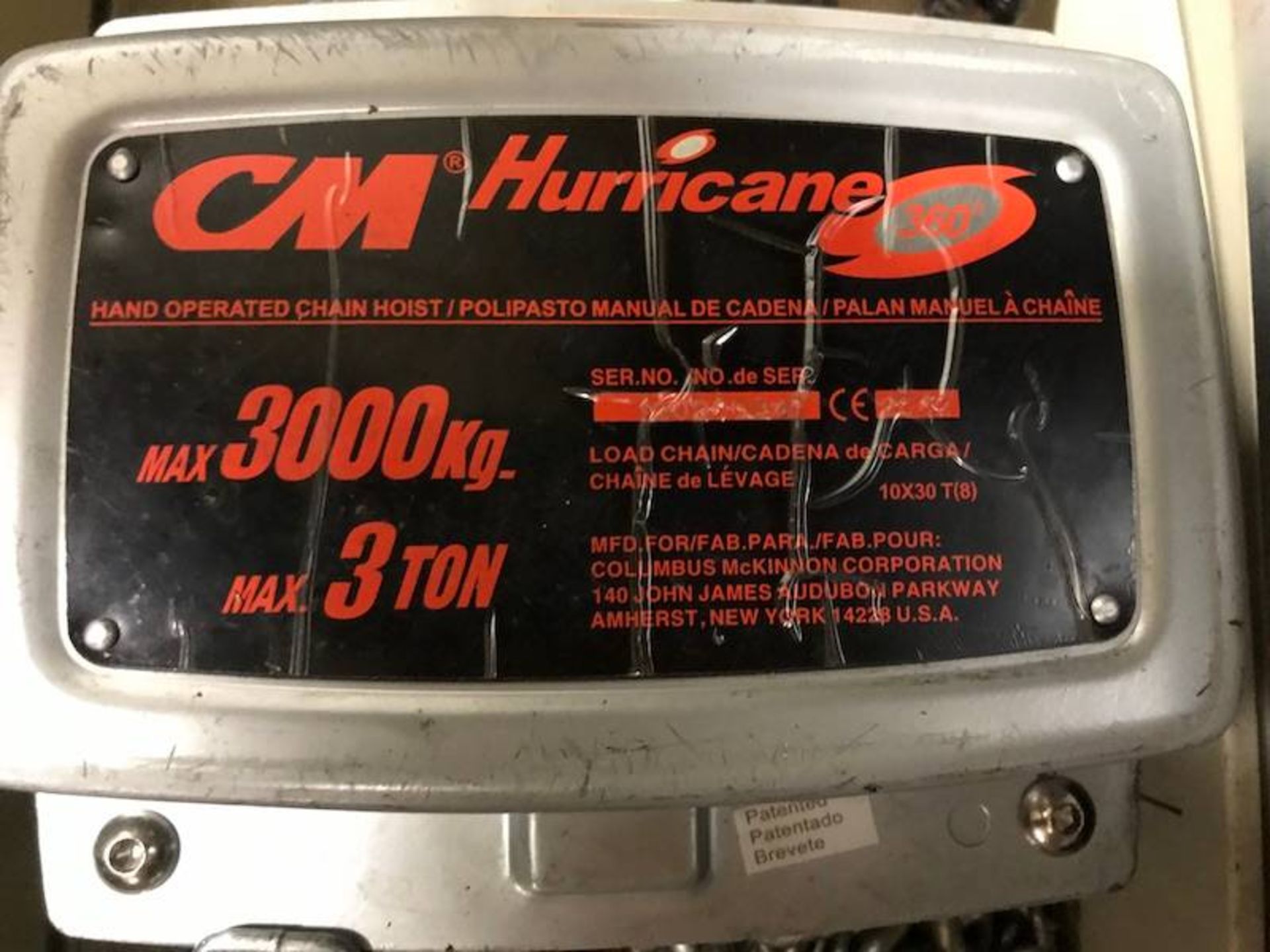 CM Hurricane 360§ 3-Ton Hand Operated Chain Hoist - Image 2 of 2