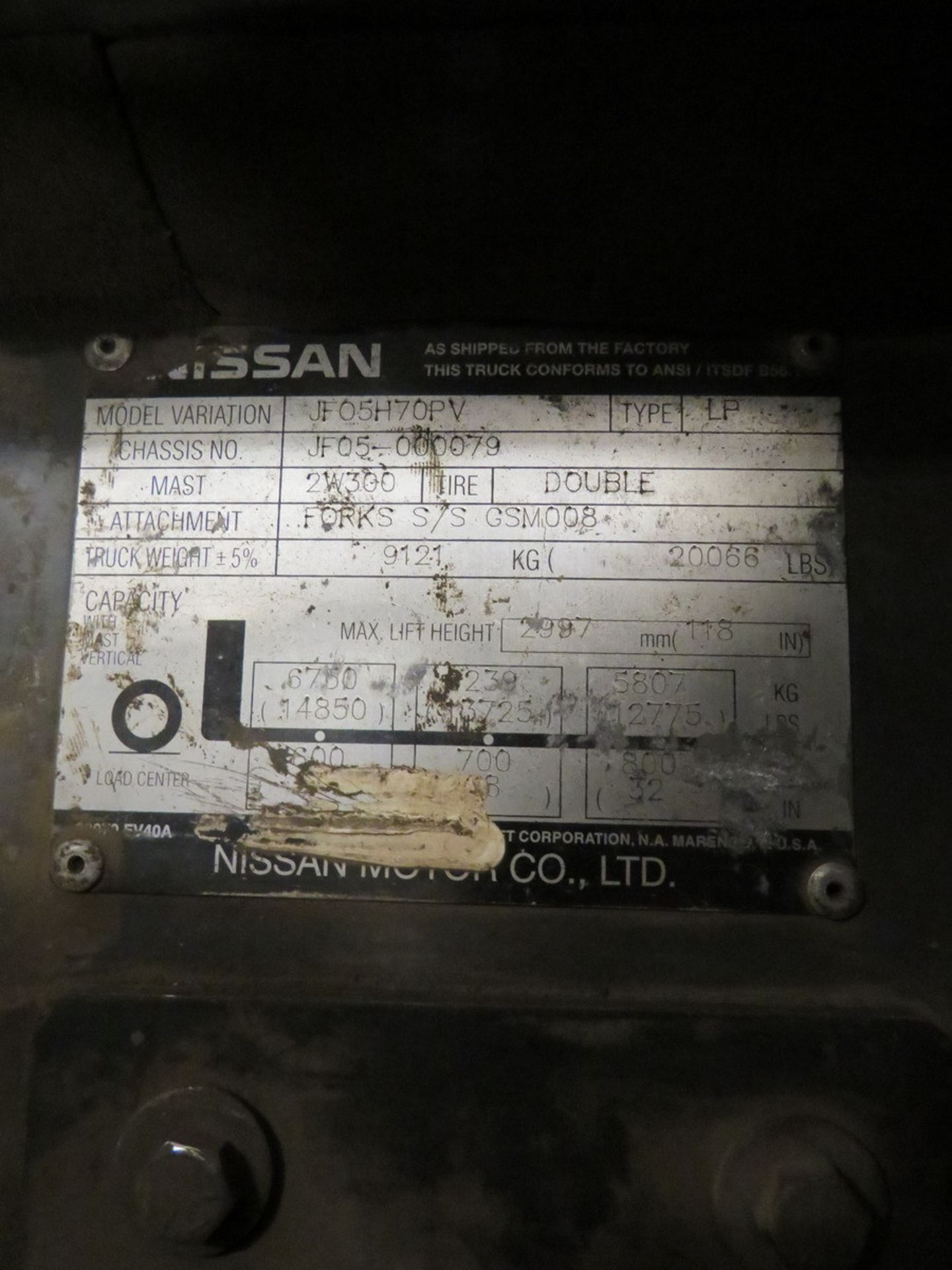 Nissan JF05H70PV Propane Forklift - Image 30 of 30