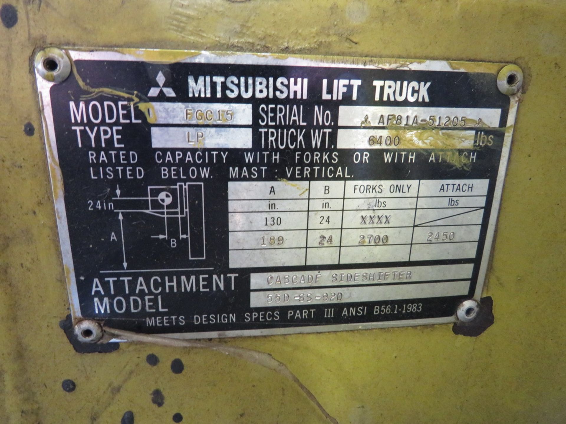 Mitsubishi FGC15 Propane Forklift - Image 7 of 7