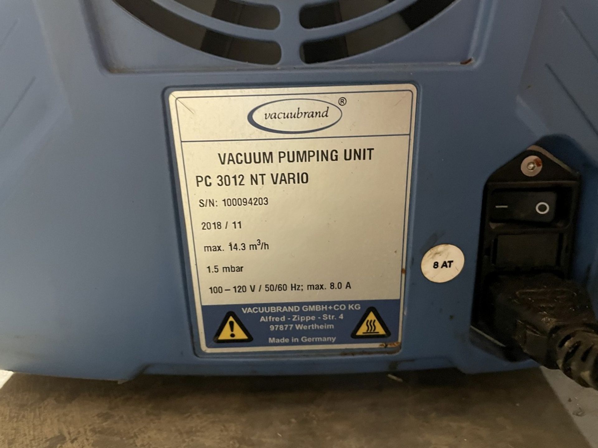 2018 Vacuubrand PC 3012 NT VARIO Chemistry Pumping Unit - Image 5 of 5